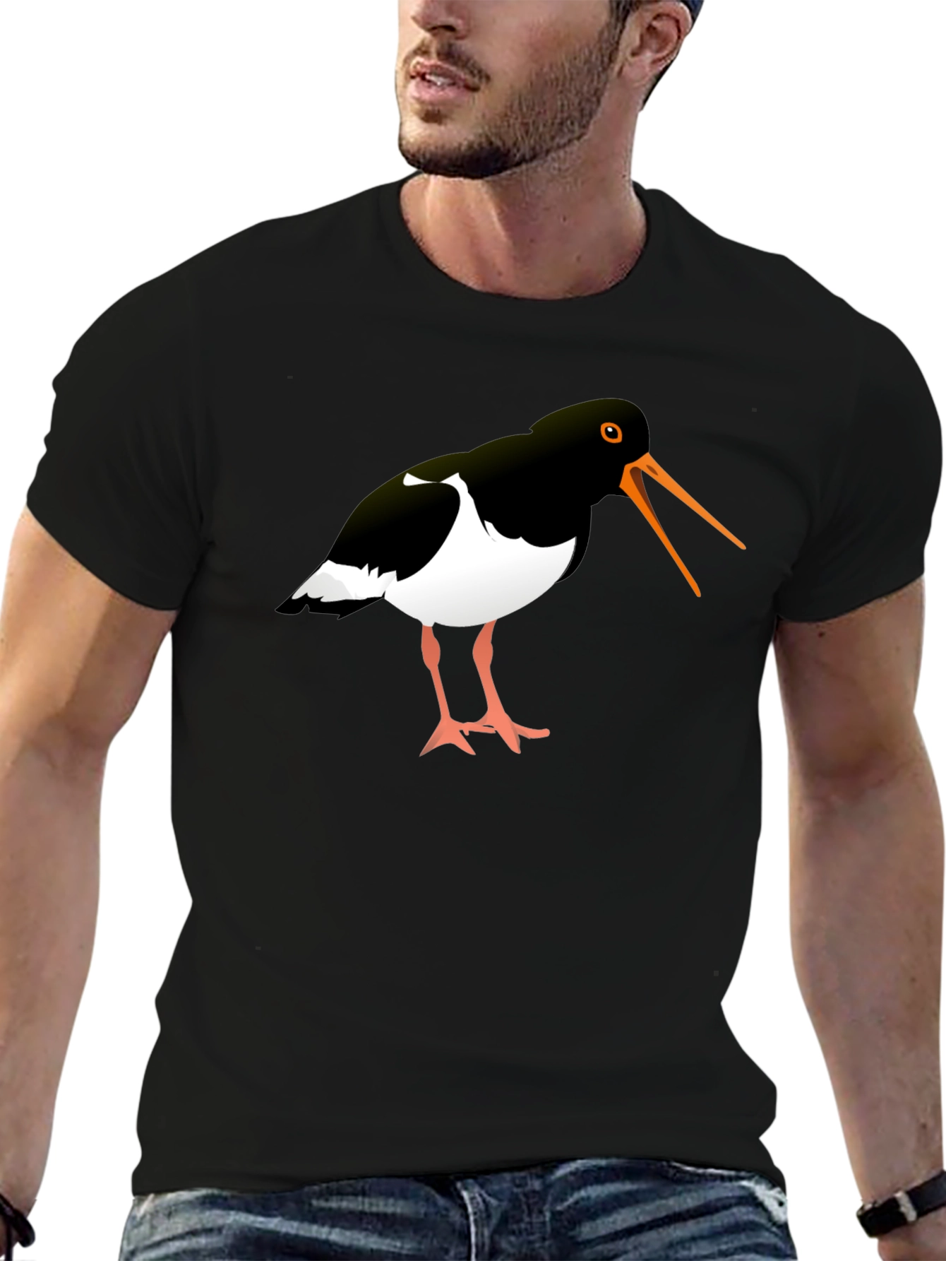 Oystercatcher Bird Black Graphic Tee Shirt