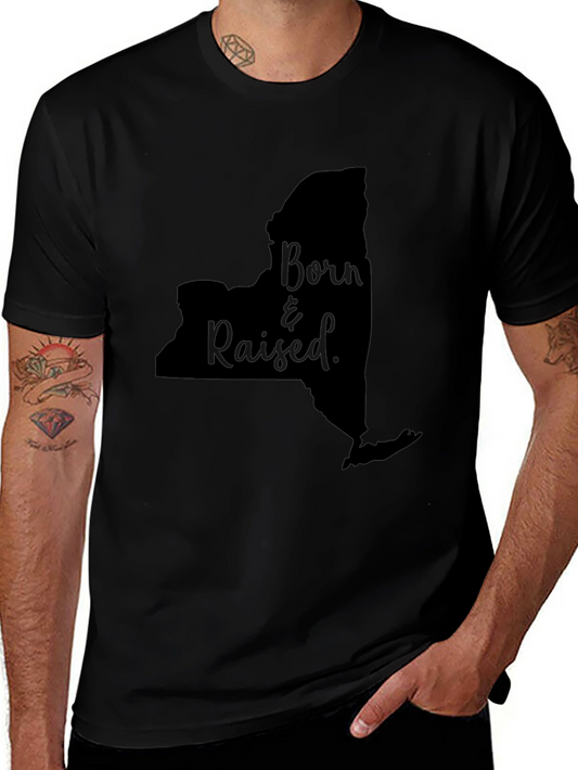 Born & Raised New York State Outline T-Shirt