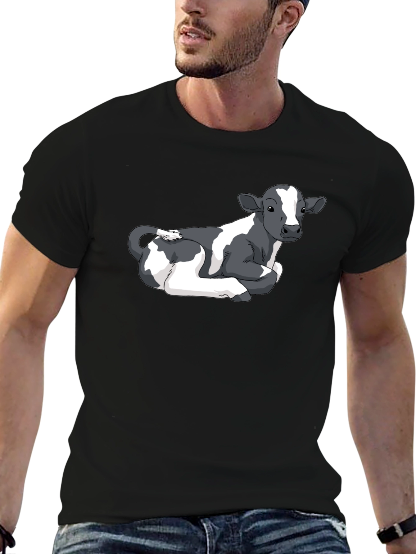 Cow Graphic Tee - Black Cotton Comfort