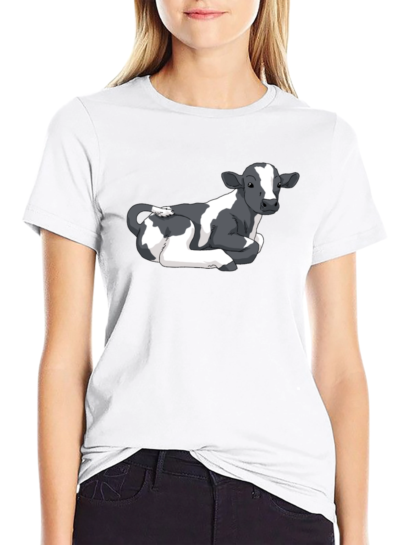 Cow Graphic Tee - Black Cotton Comfort