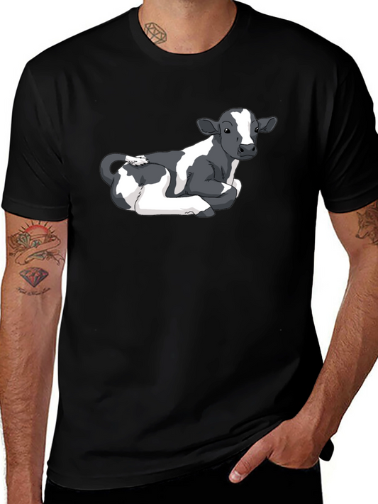 Cow Graphic Tee - Black Cotton Comfort
