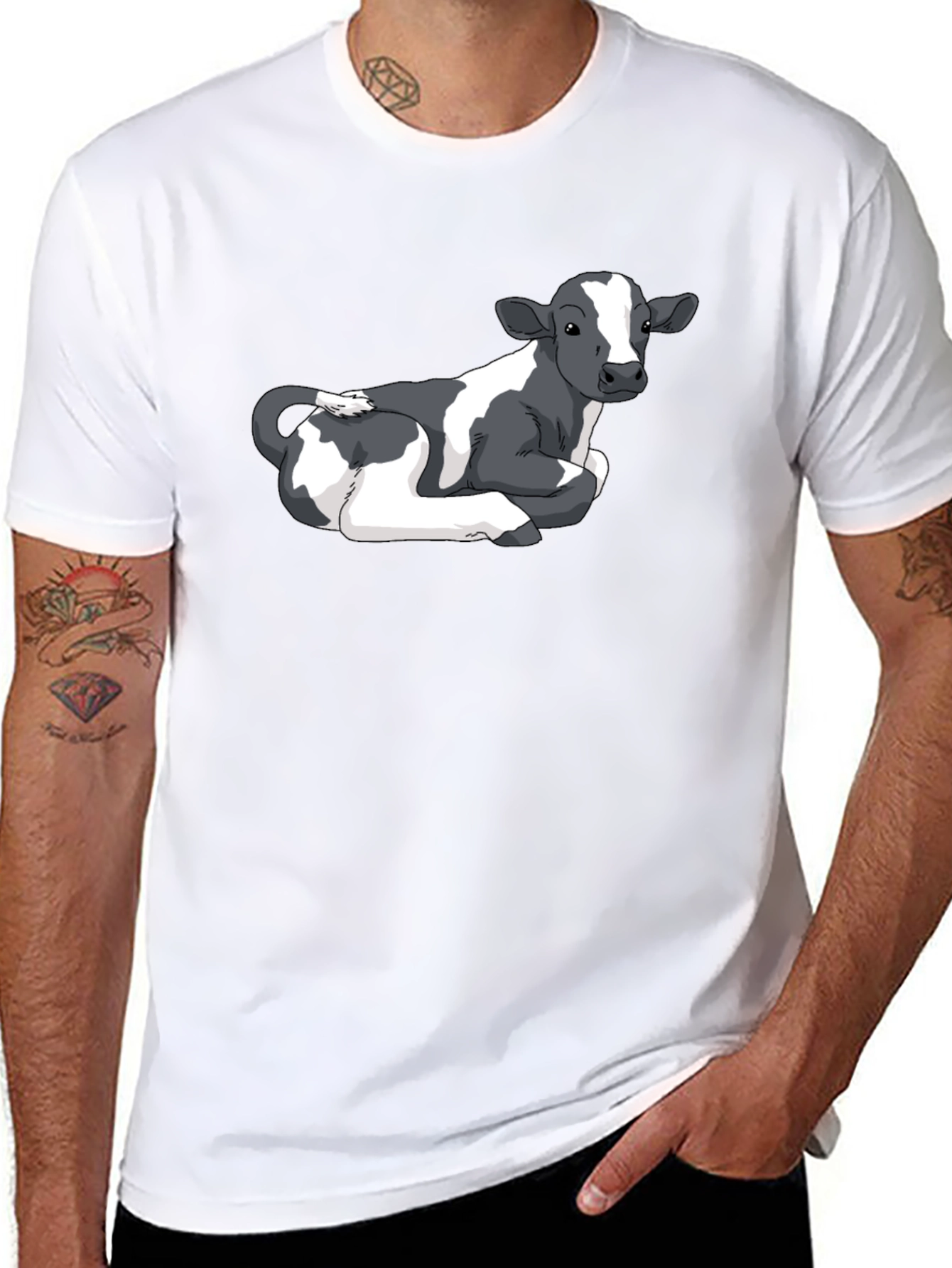 Cow Graphic Tee - Black Cotton Comfort