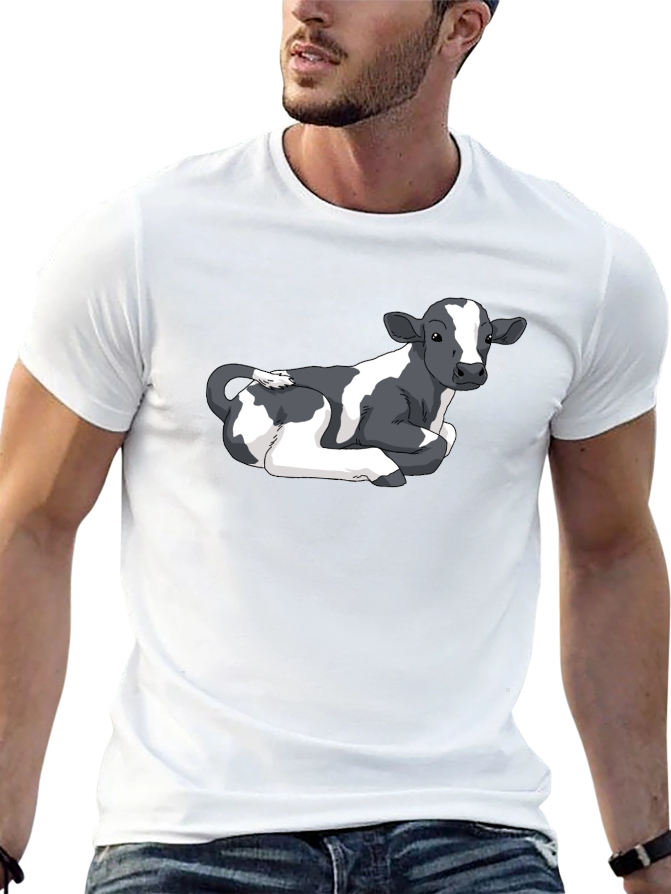 Cow Graphic Tee - Black Cotton Comfort