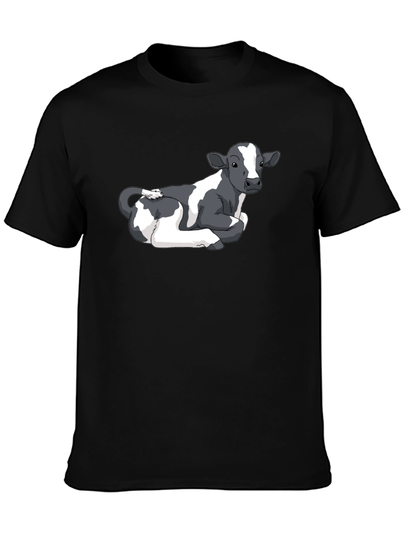 Cow Graphic Tee - Black Cotton Comfort
