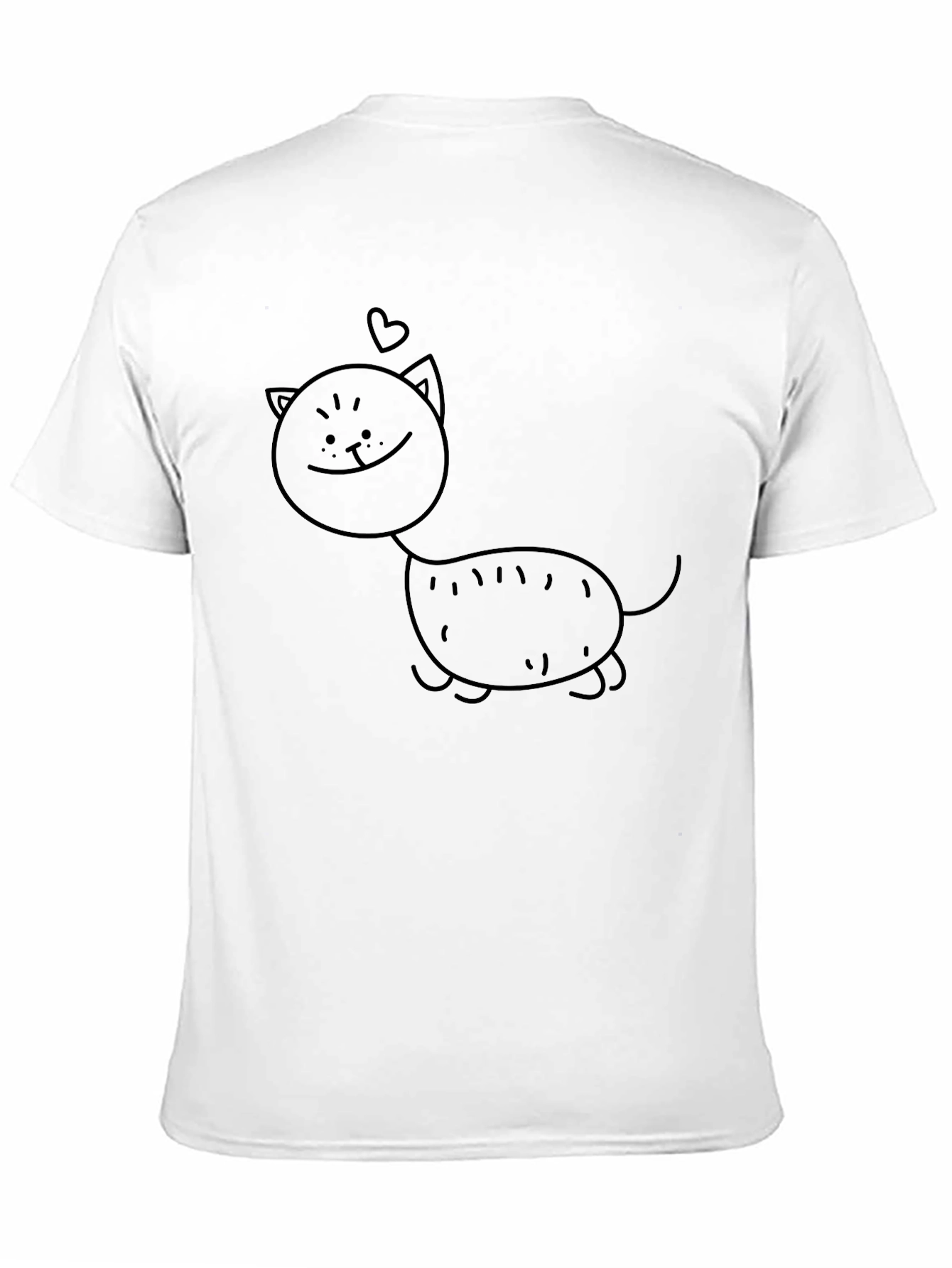Mens Black Tee with Cat Cartoon