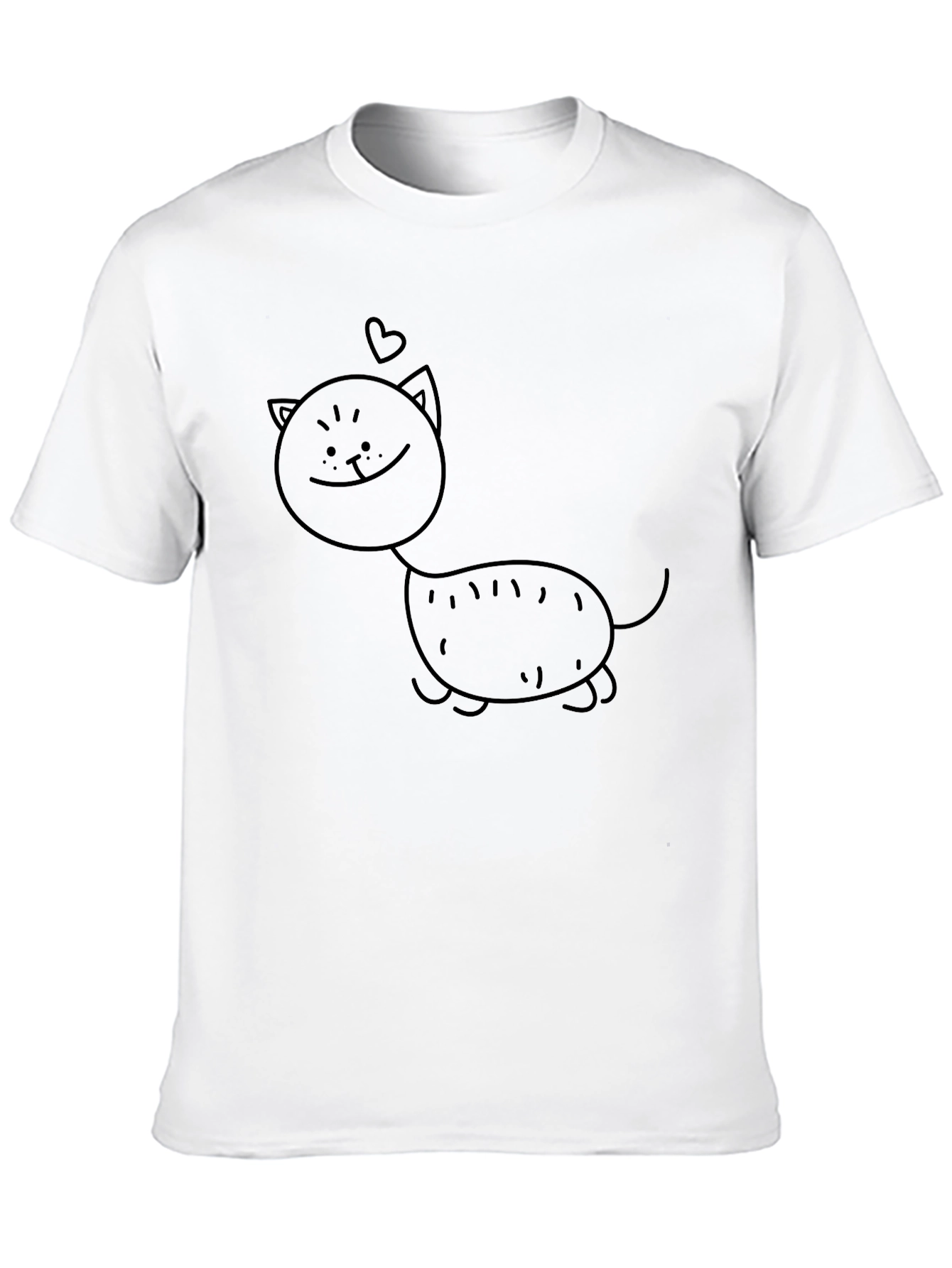 Mens Black Tee with Cat Cartoon