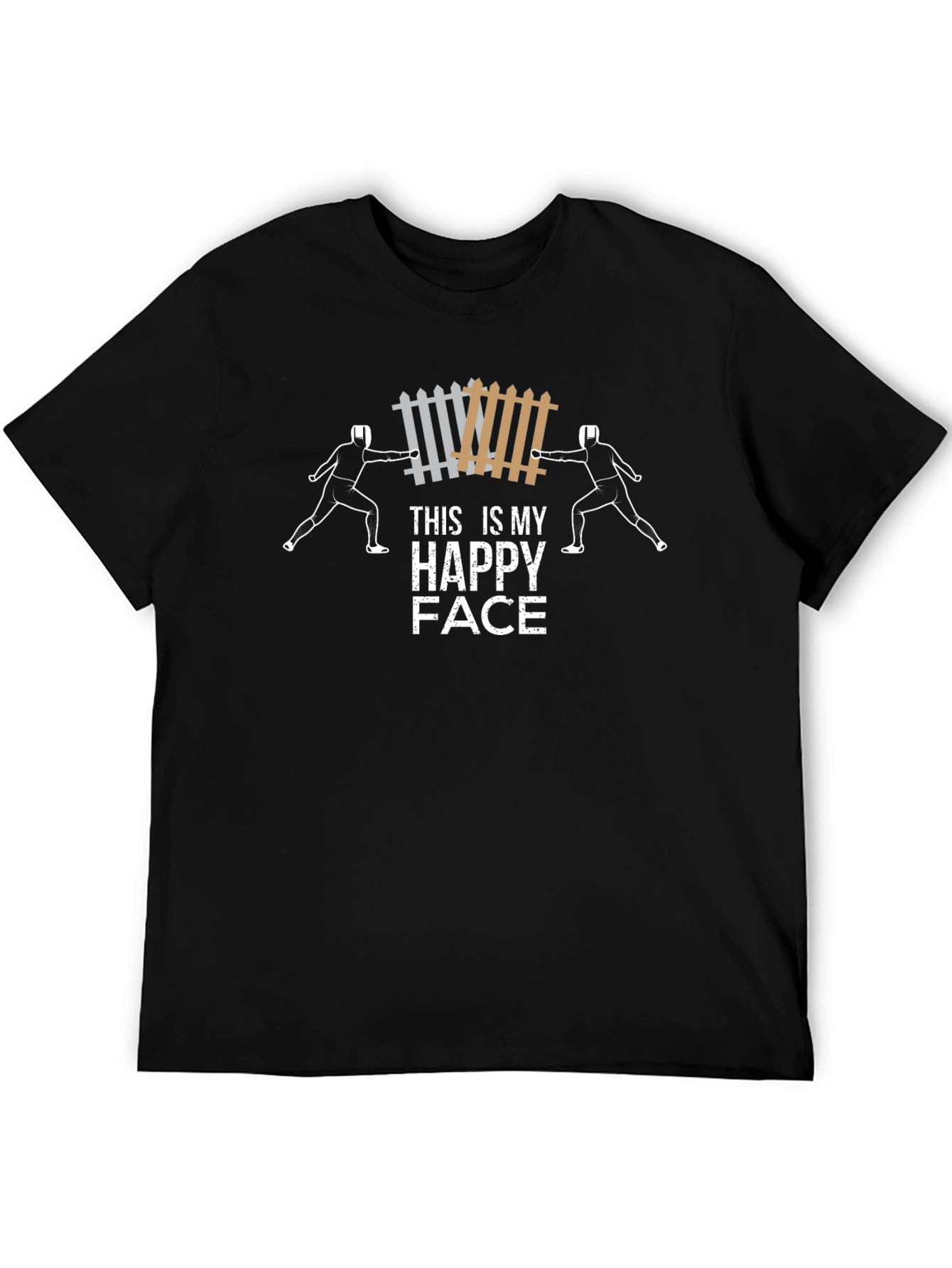 Fencing Happy Face Graphic Tee - Black