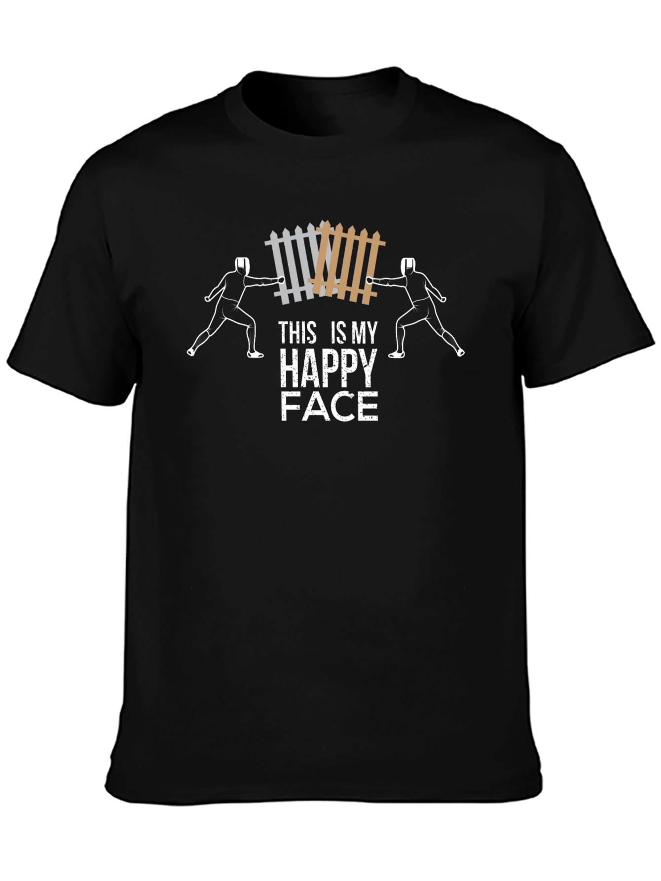 Fencing Happy Face Graphic Tee - Black