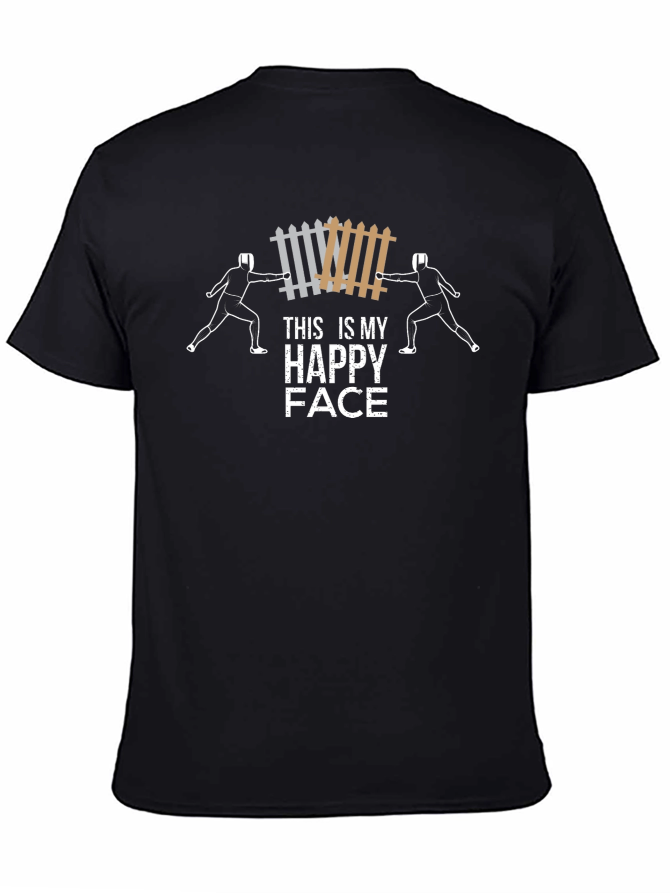 Fencing Happy Face Graphic Tee - Black
