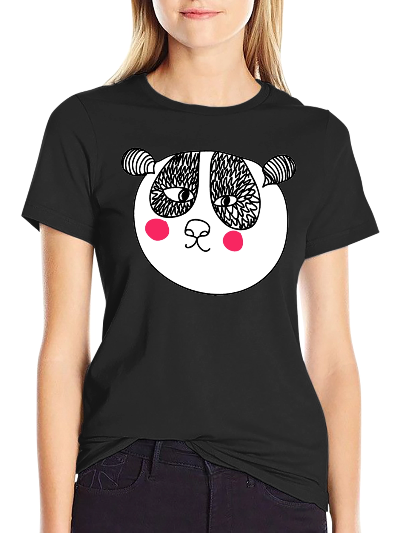 Fun Panda Graphic Tee - Black Cotton T-Shirt