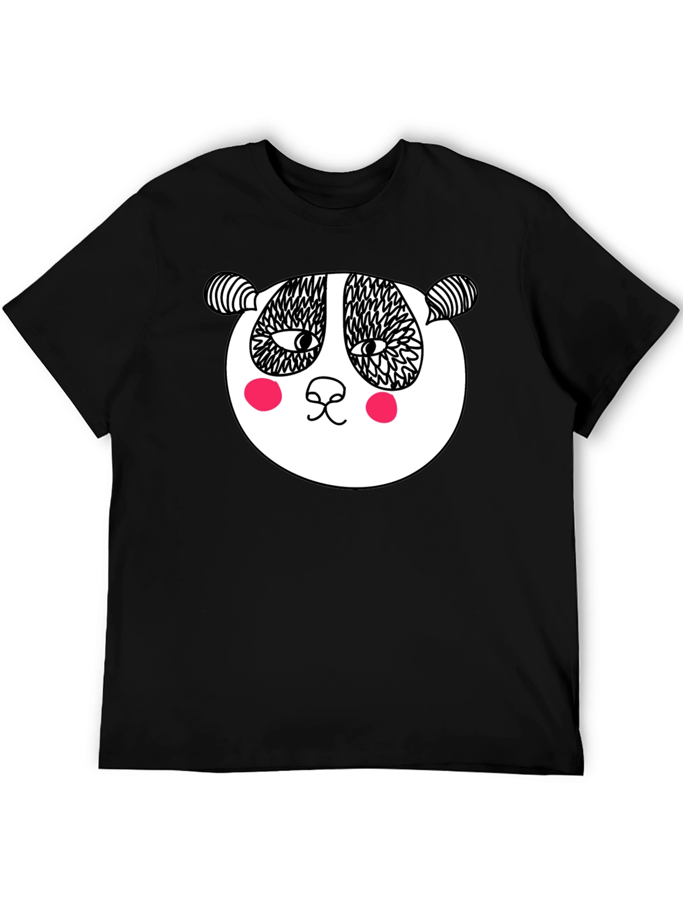 Fun Panda Graphic Tee - Black Cotton T-Shirt