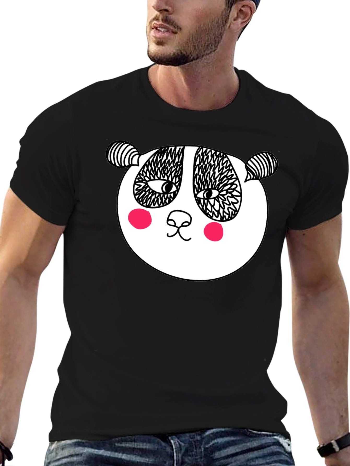 Fun Panda Graphic Tee - Black Cotton T-Shirt