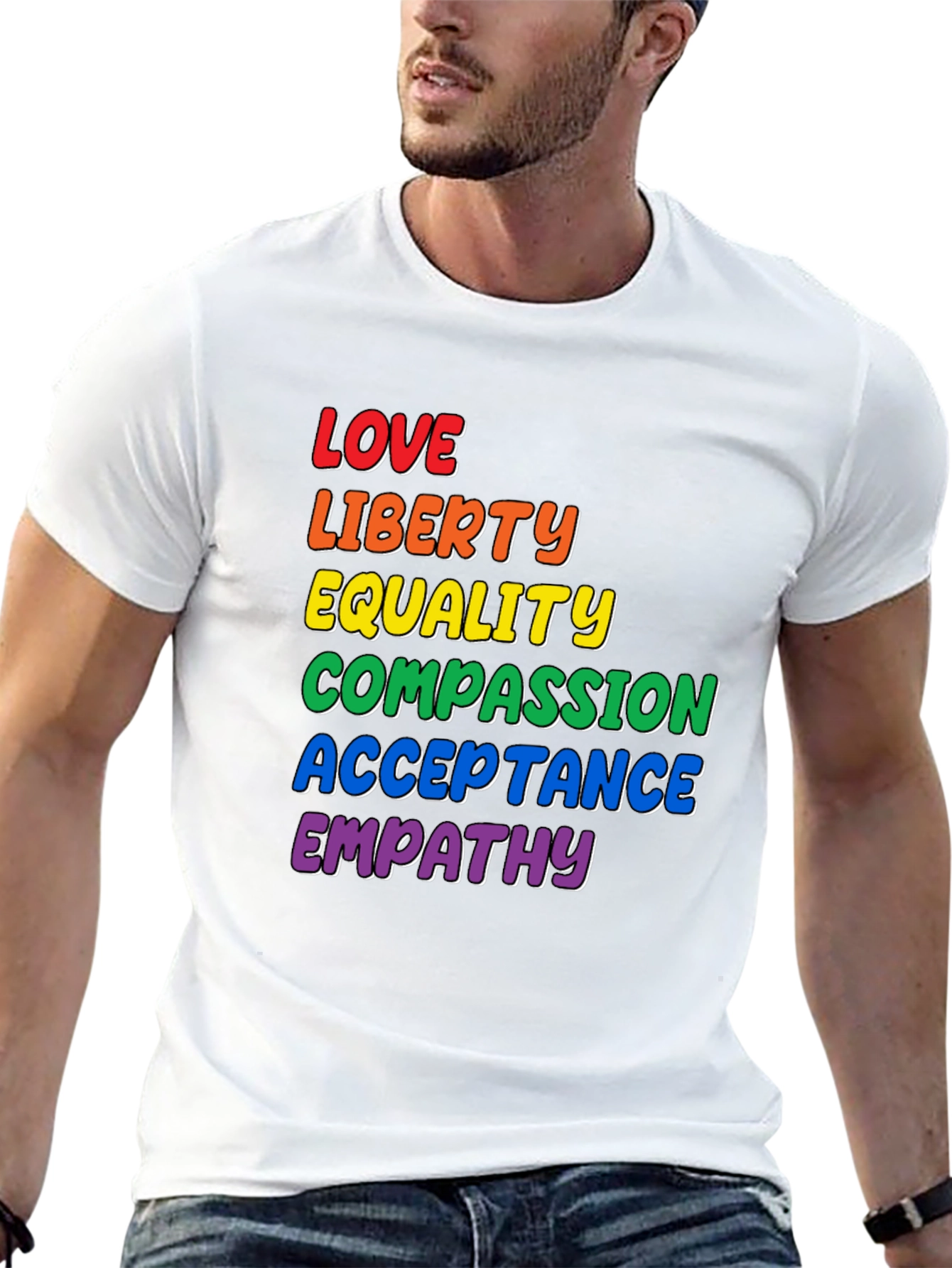 Love Liberty Equality Pride Rainbow Graphic T-Shirt