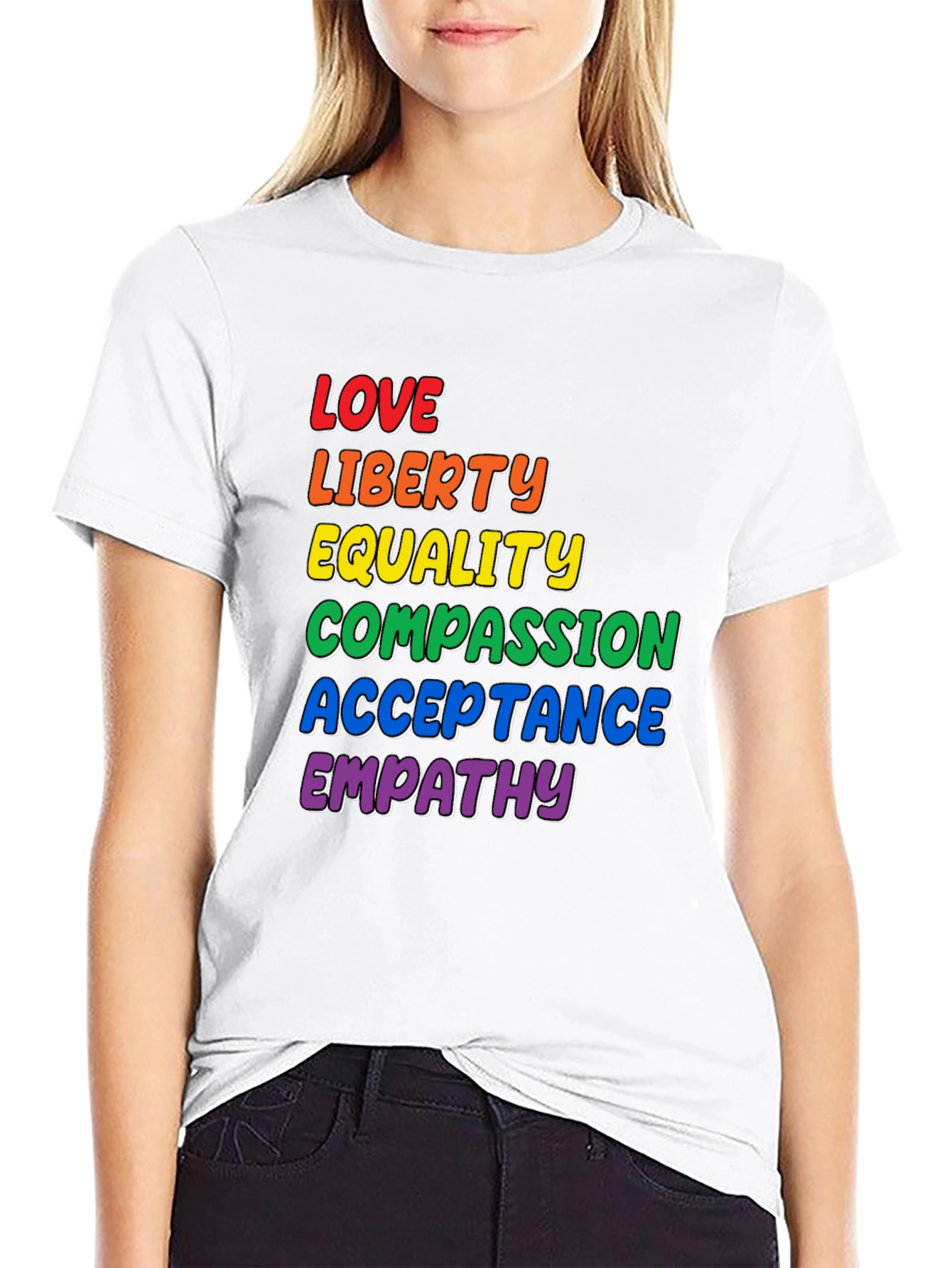 Love Liberty Equality Pride Rainbow Graphic T-Shirt