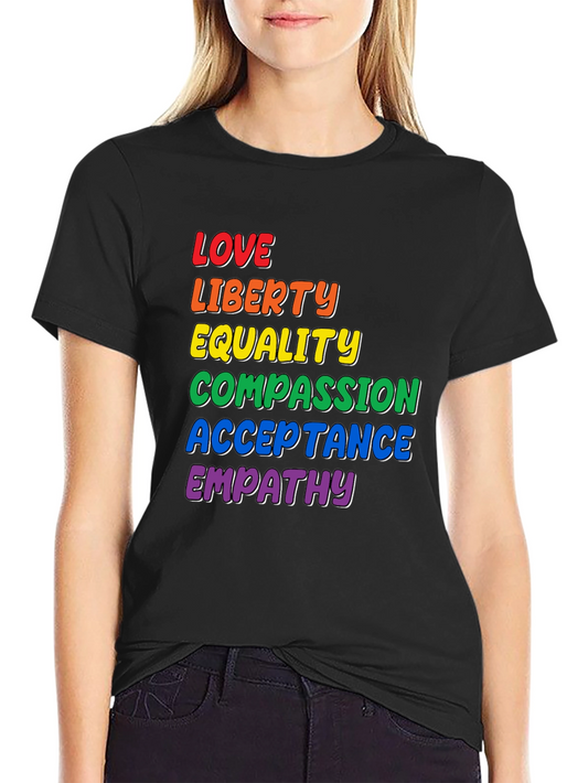 Love Liberty Equality Pride Rainbow Graphic T-Shirt