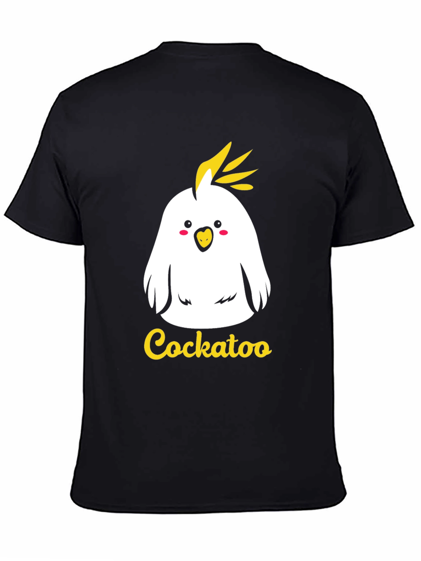 Cute Cockatoo Graphic Tee - Black Cotton T-Shirt