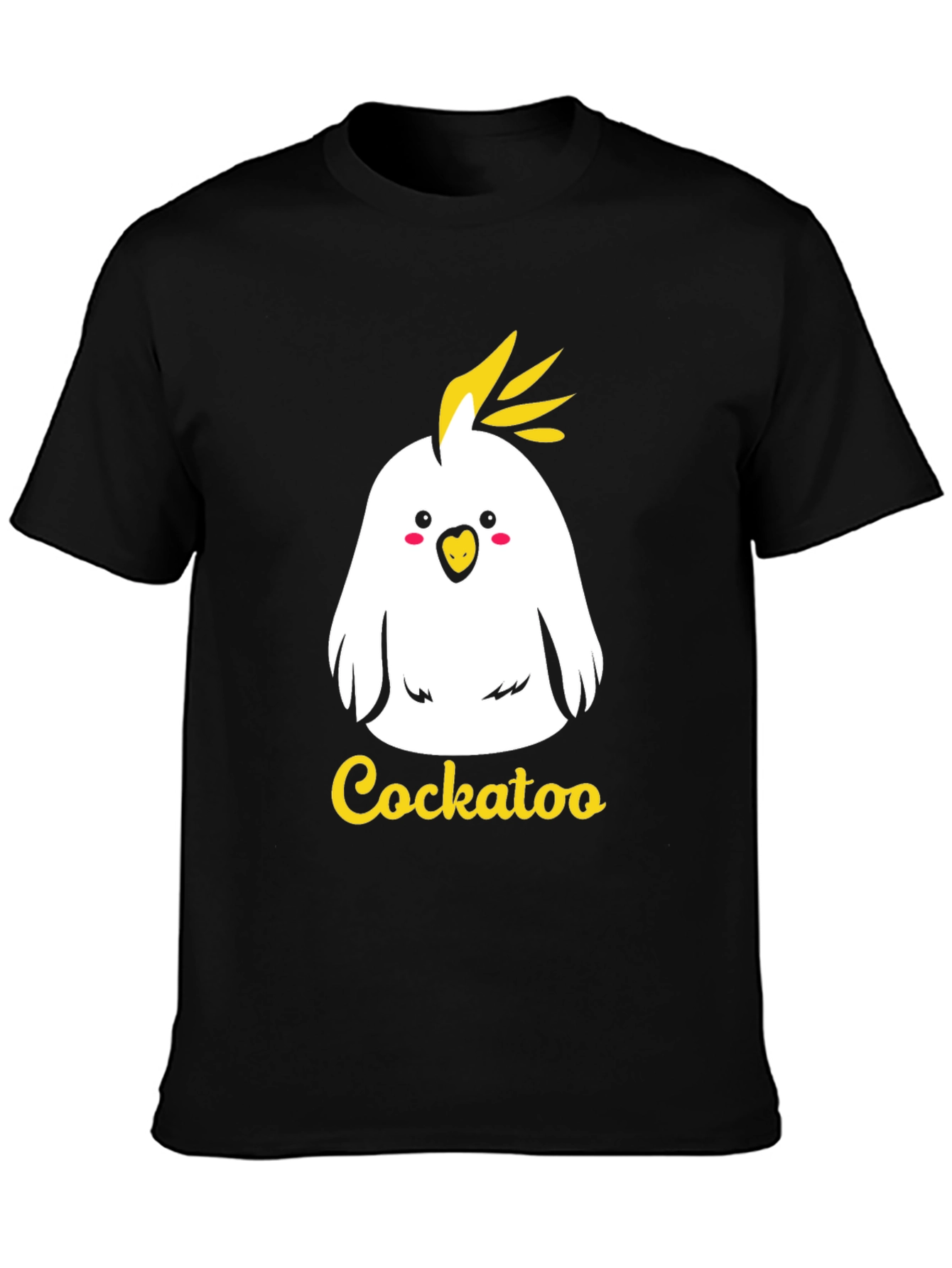 Cute Cockatoo Graphic Tee - Black Cotton T-Shirt