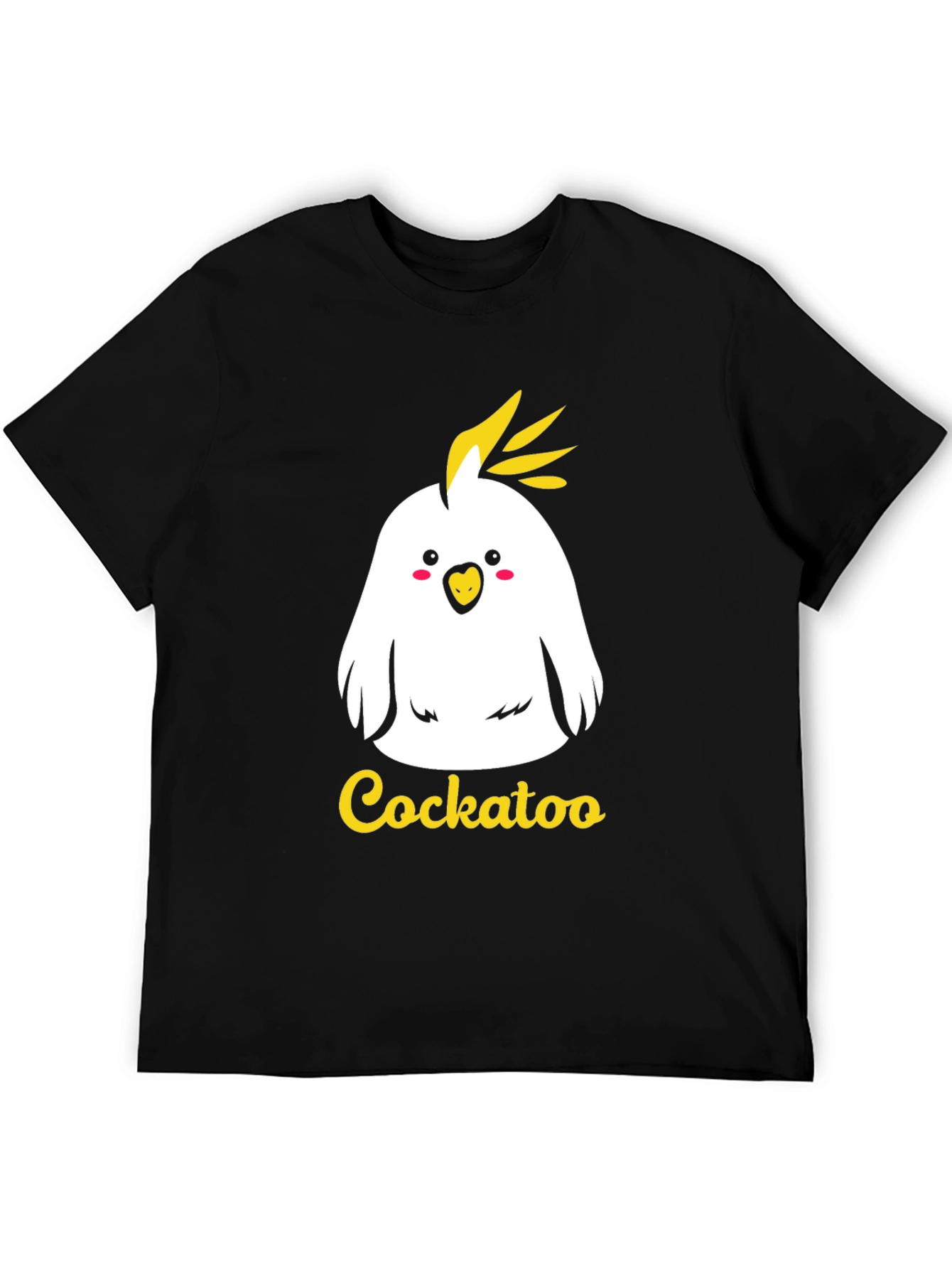 Cute Cockatoo Graphic Tee - Black Cotton T-Shirt