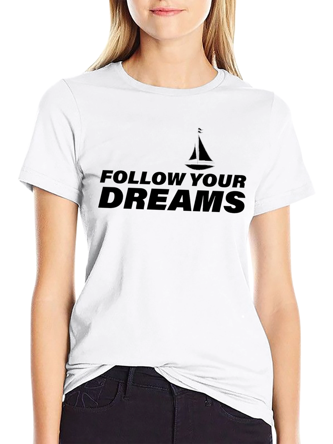 Follow Your Dreams Black Graphic Tee