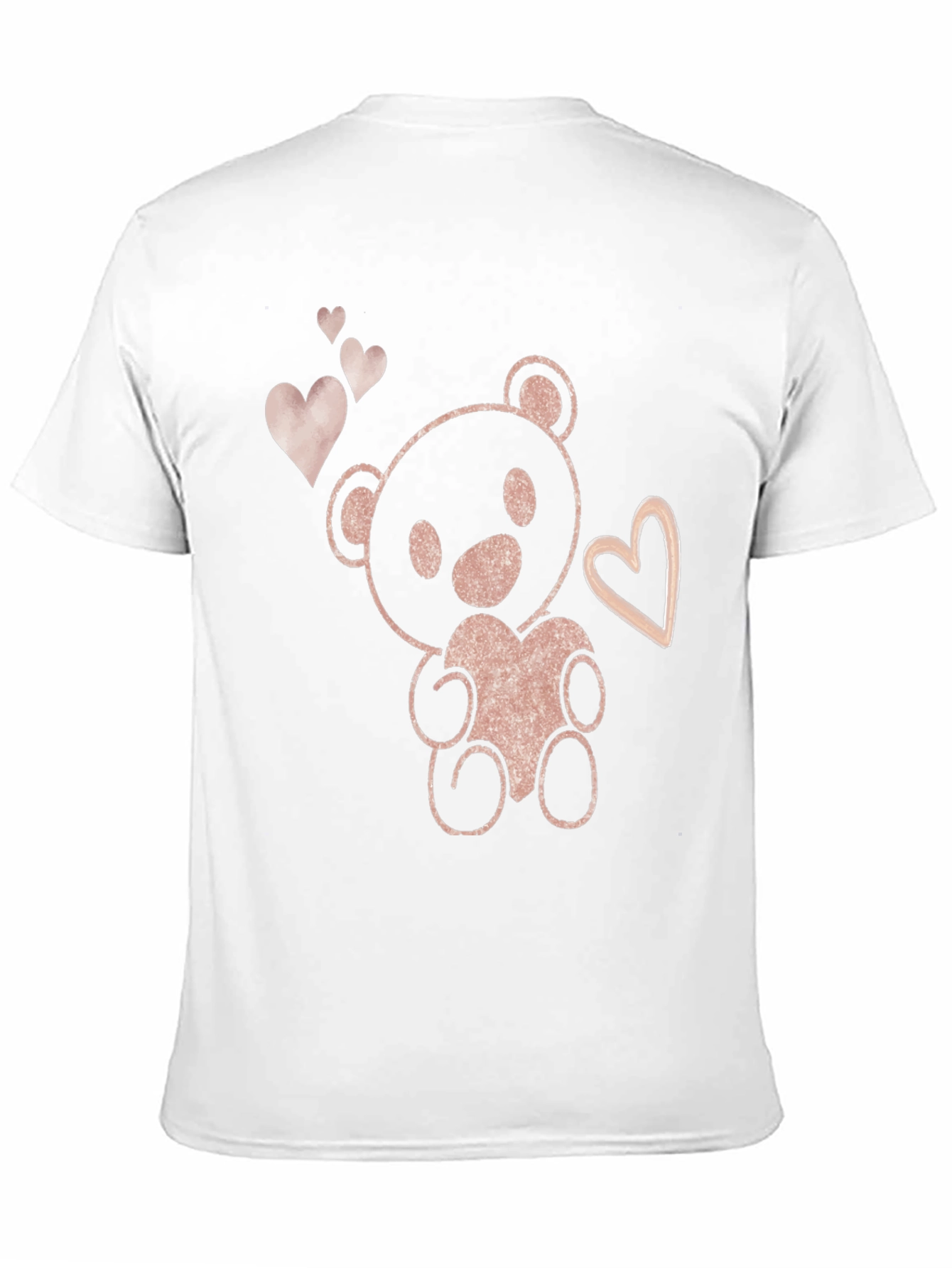 Cute Teddy Bear Heart Graphic Tee - Black