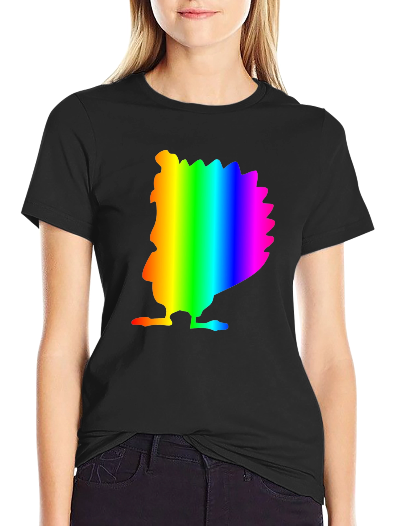 Rainbow Turkey Graphic Black Tee