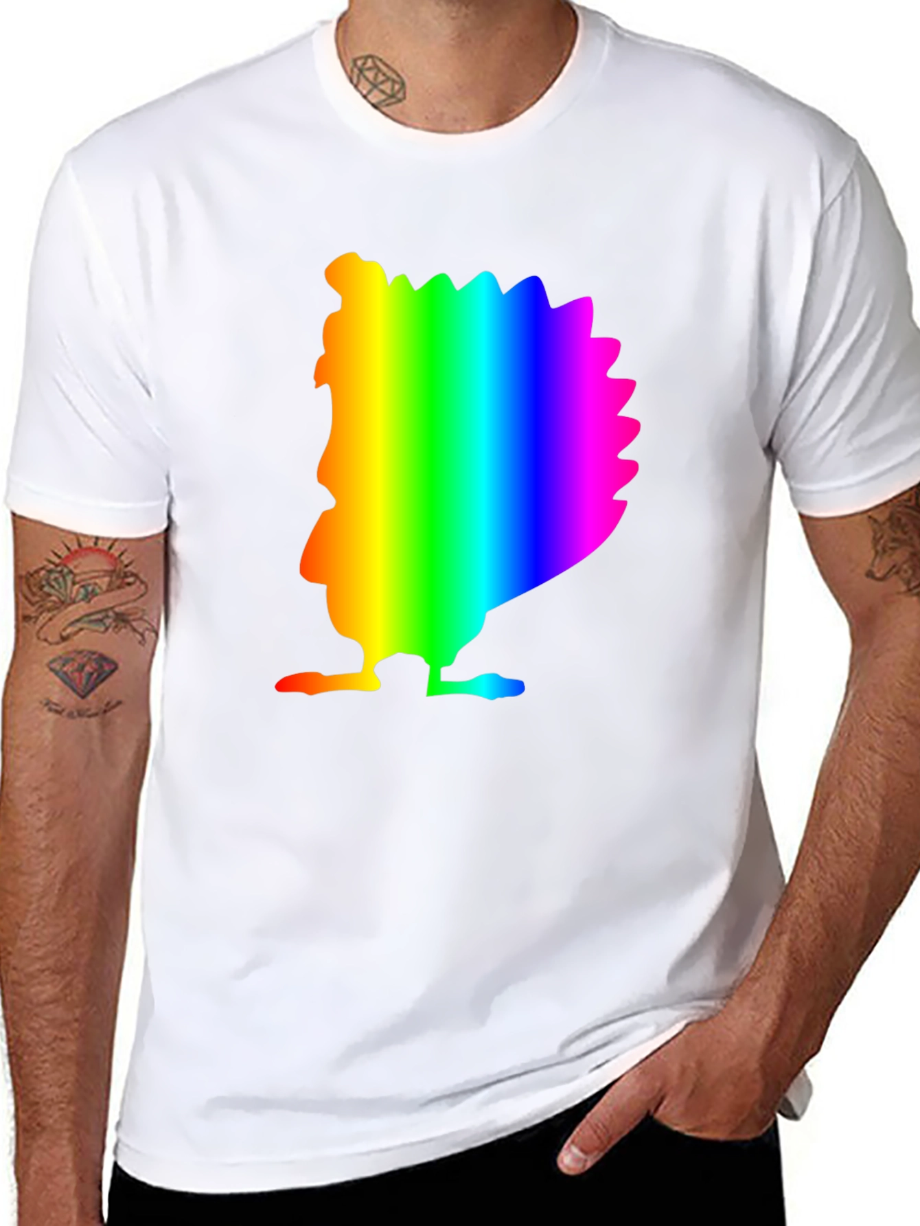 Rainbow Turkey Graphic Black Tee