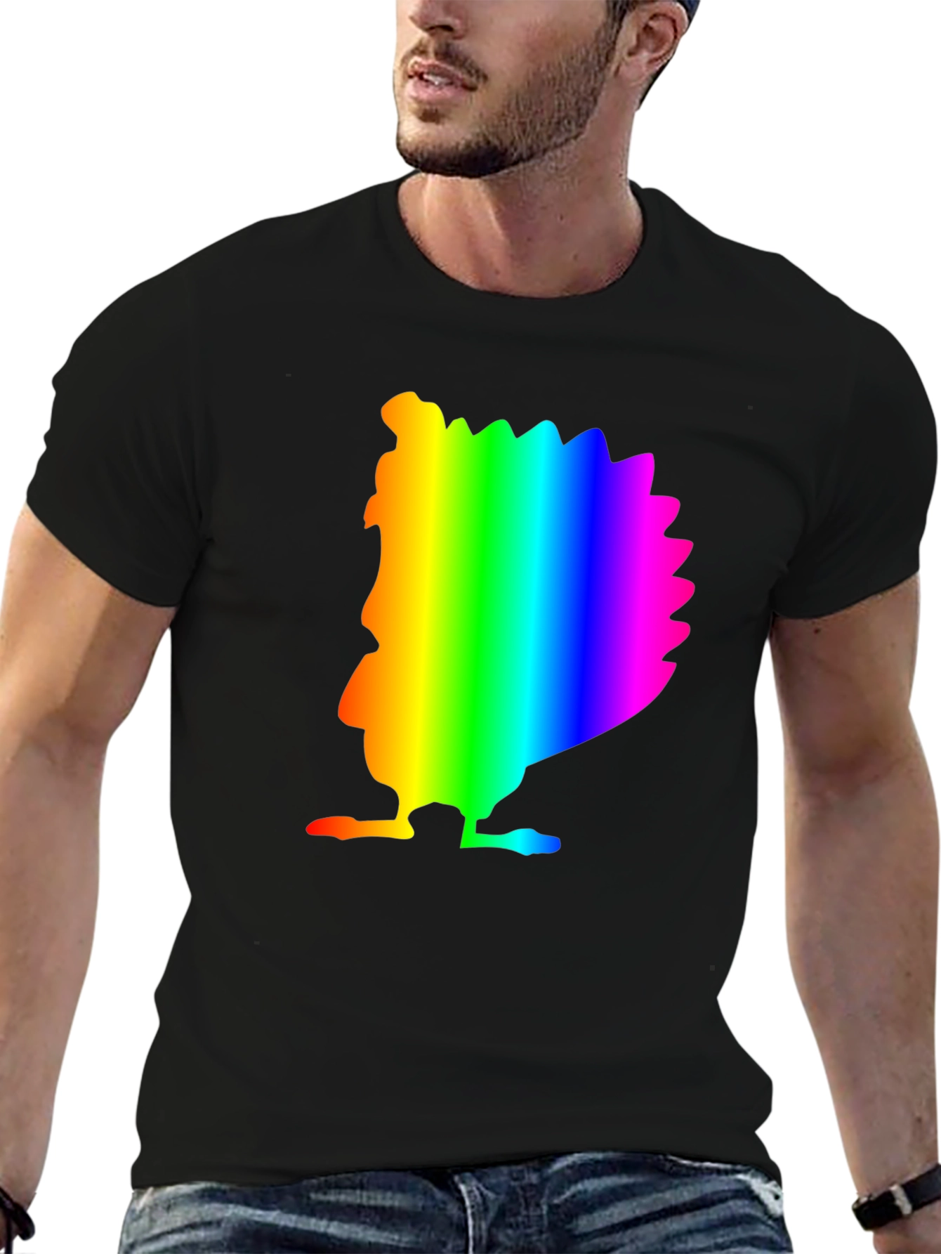 Rainbow Turkey Graphic Black Tee