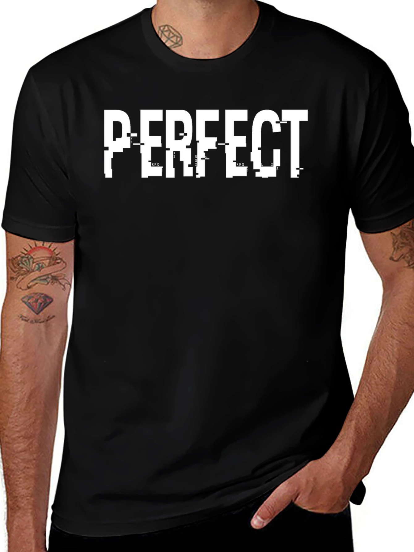 Perfect Glitch Graphic T-Shirt - Black
