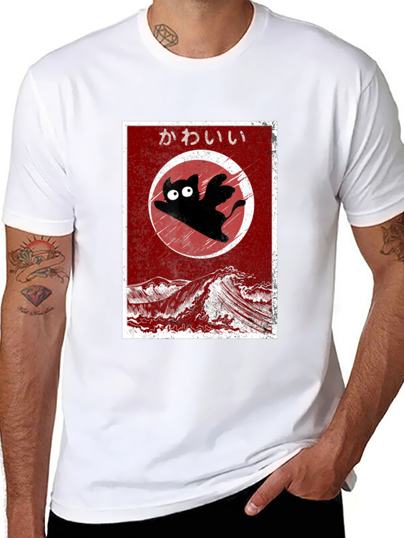 Kawaii Flying Cat T-Shirt - Anime Style
