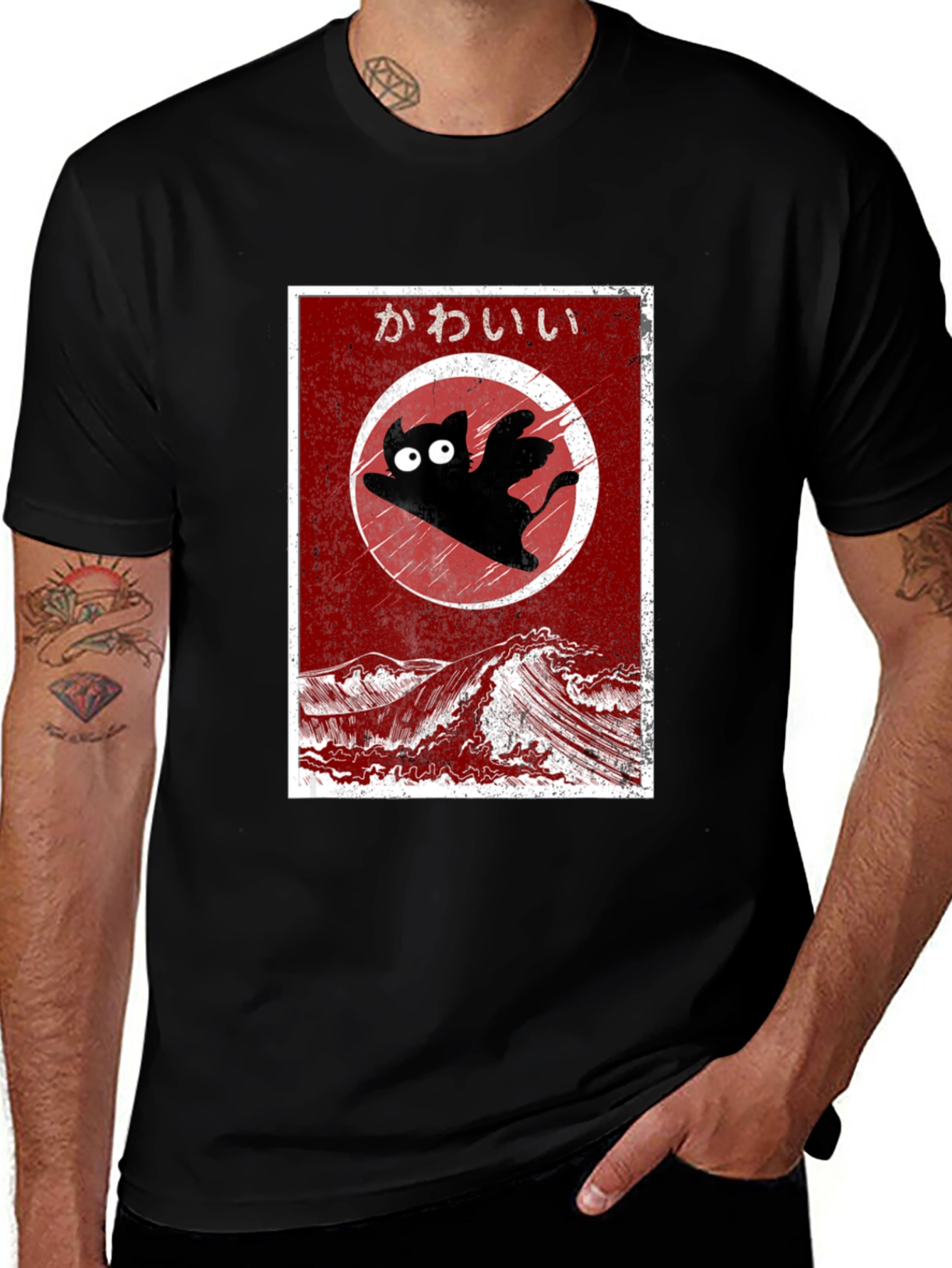 Kawaii Flying Cat T-Shirt - Anime Style