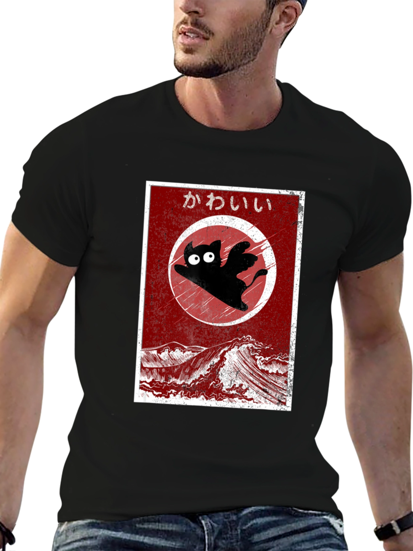Kawaii Flying Cat T-Shirt - Anime Style