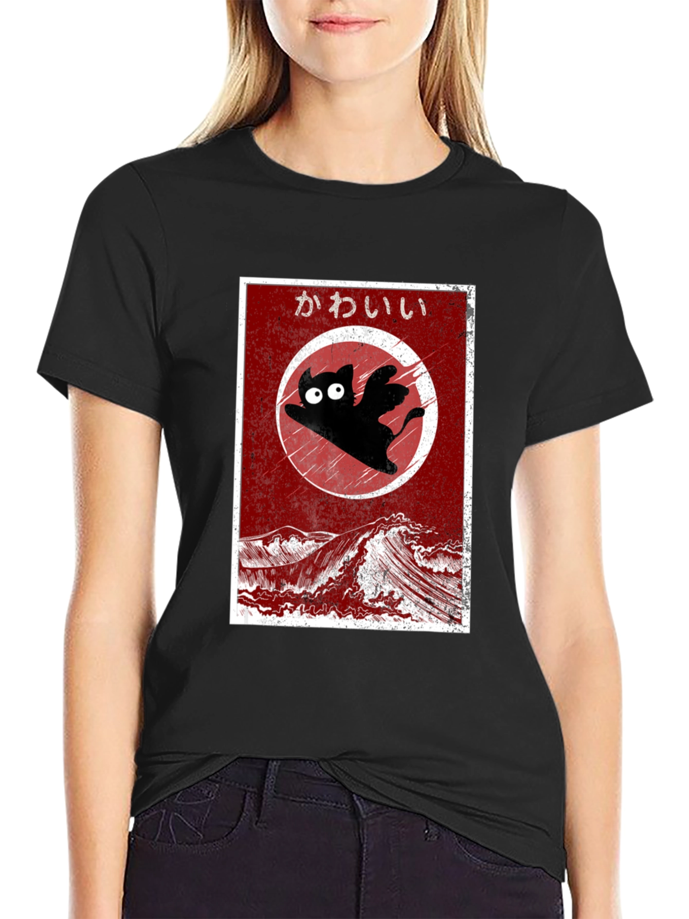 Kawaii Flying Cat T-Shirt - Anime Style