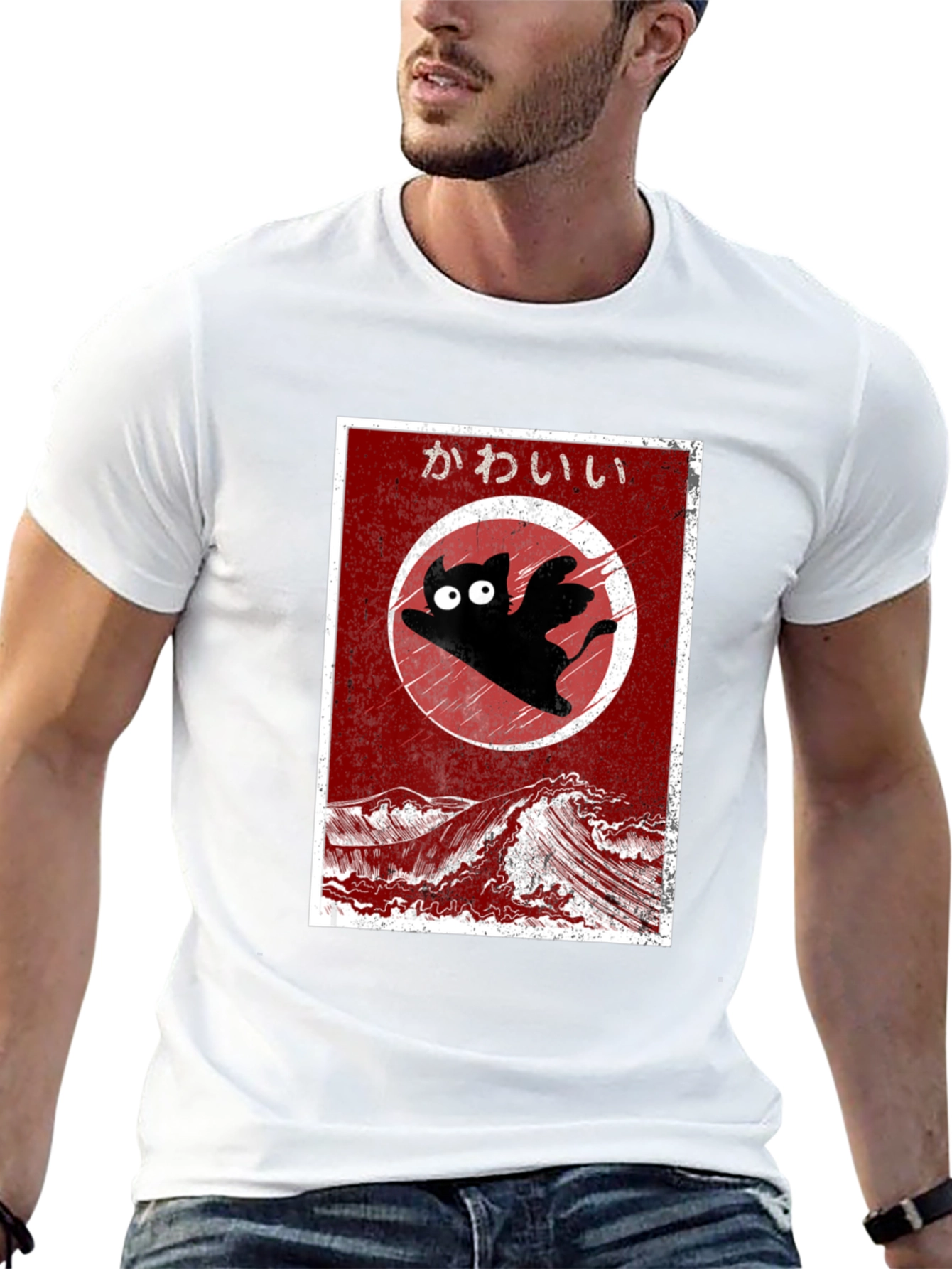 Kawaii Flying Cat T-Shirt - Anime Style