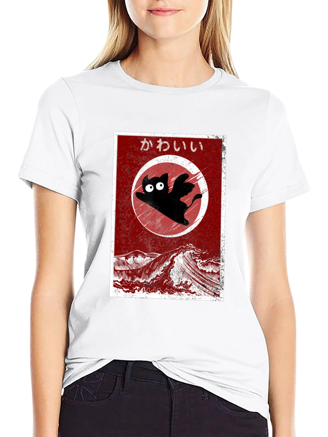 Kawaii Flying Cat T-Shirt - Anime Style