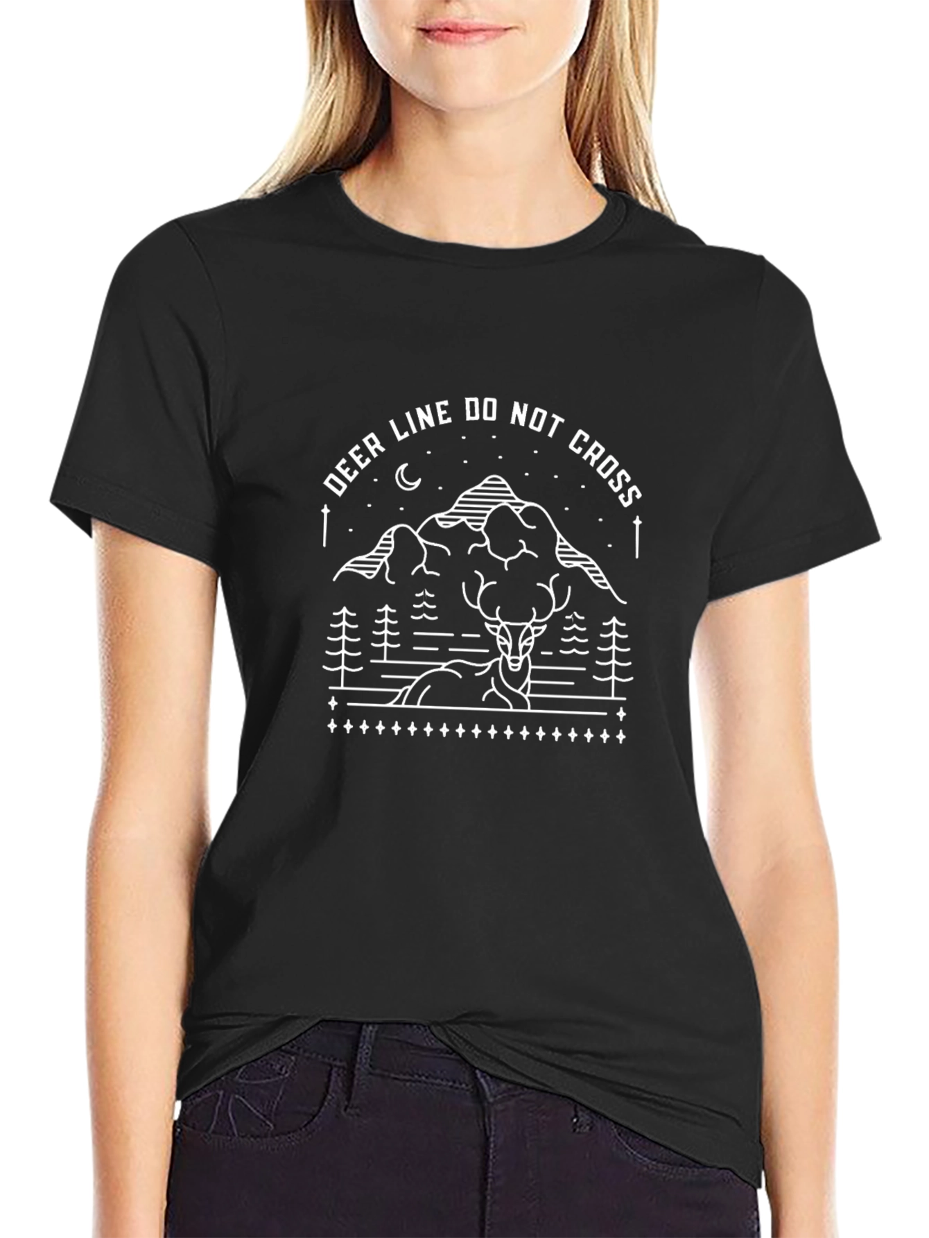 Deer Line Do Not Cross Graphic Tee
