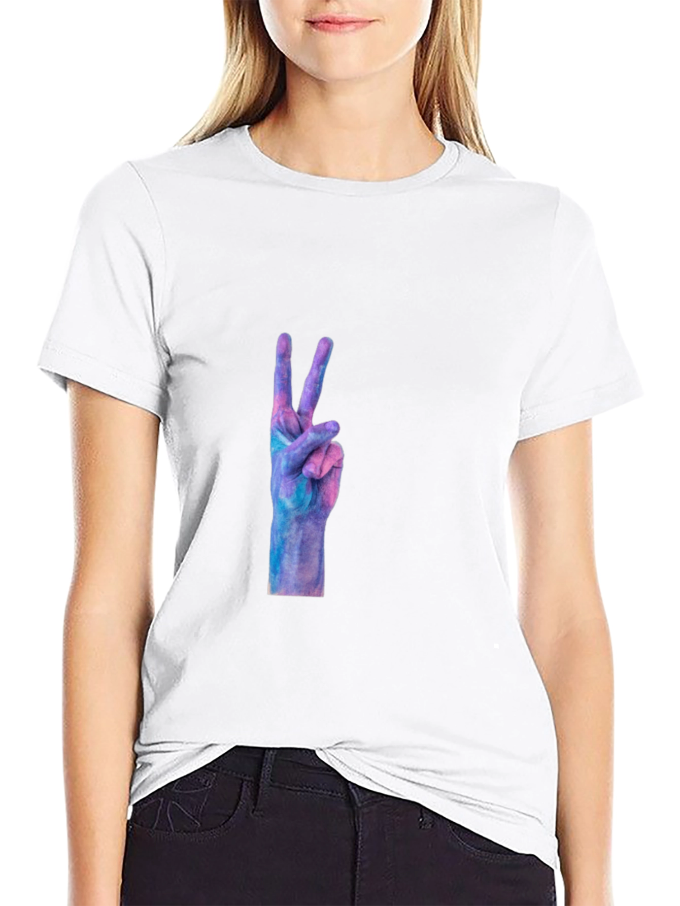Peace Sign Graphic Black T-Shirt