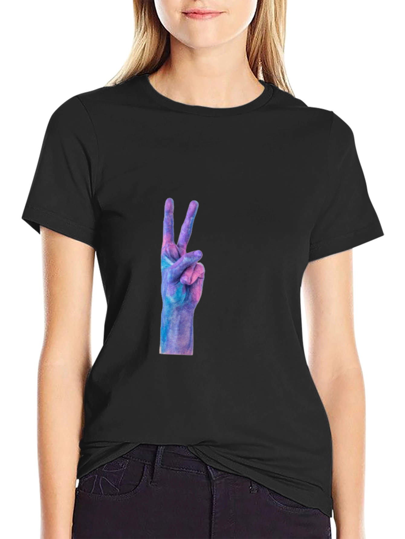 Peace Sign Graphic Black T-Shirt
