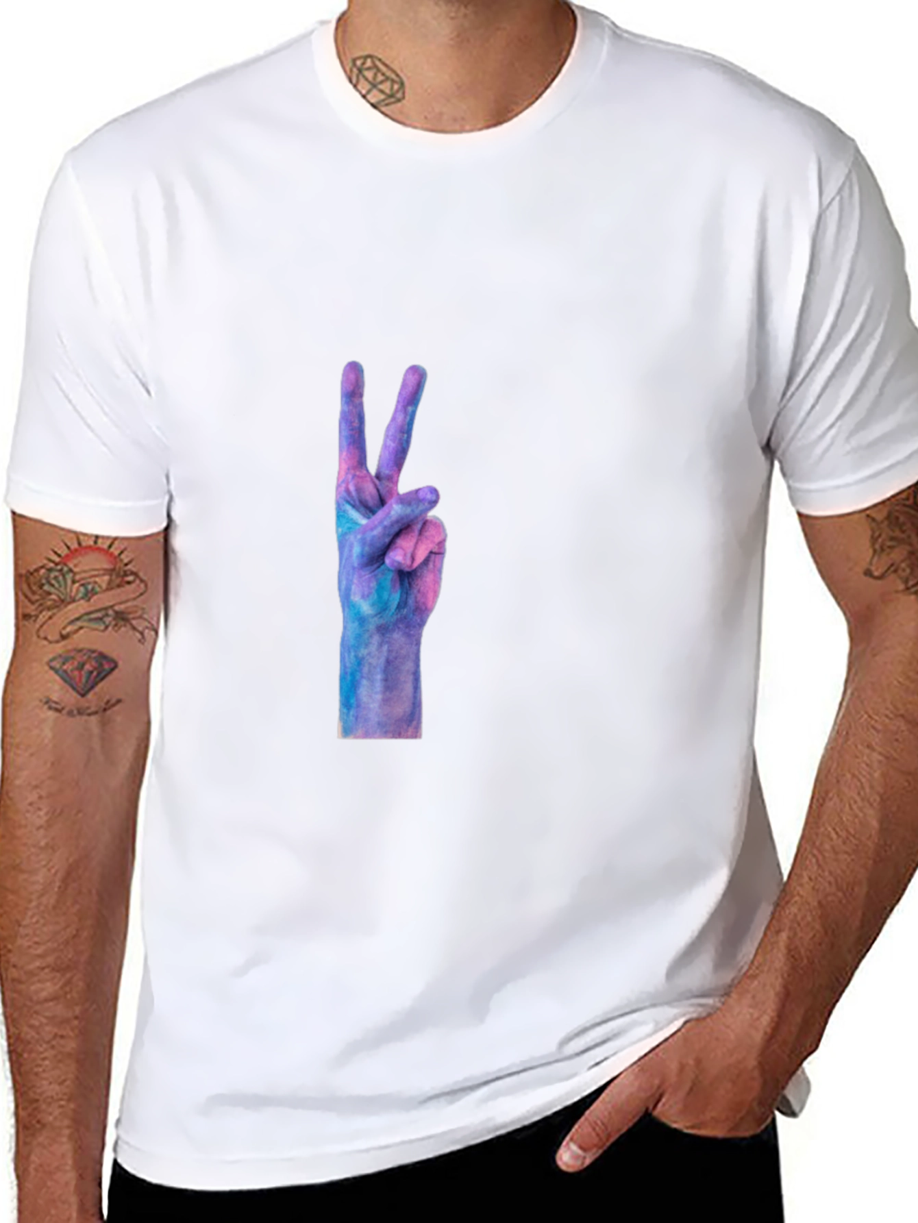 Peace Sign Graphic Black T-Shirt