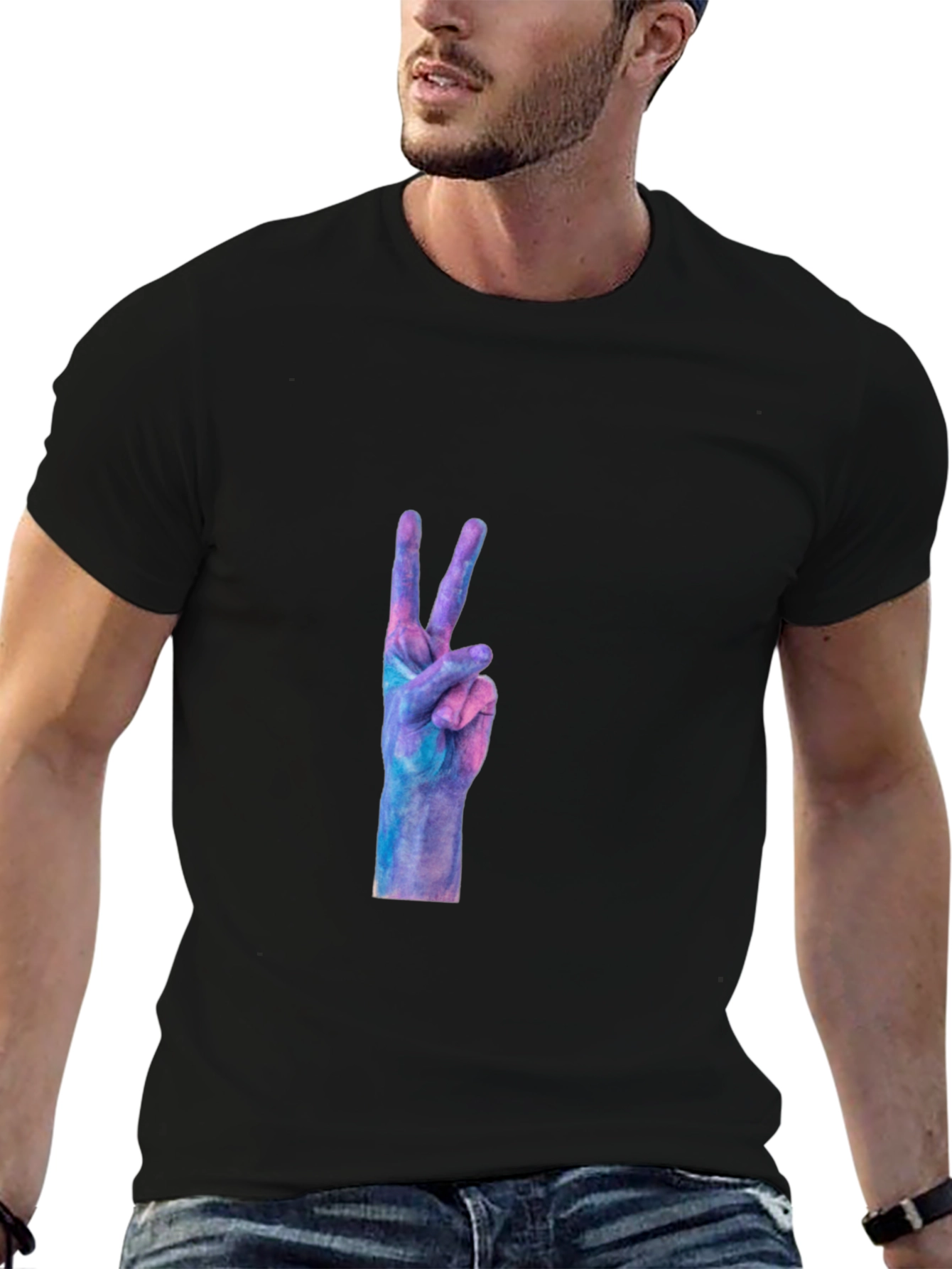 Peace Sign Graphic Black T-Shirt
