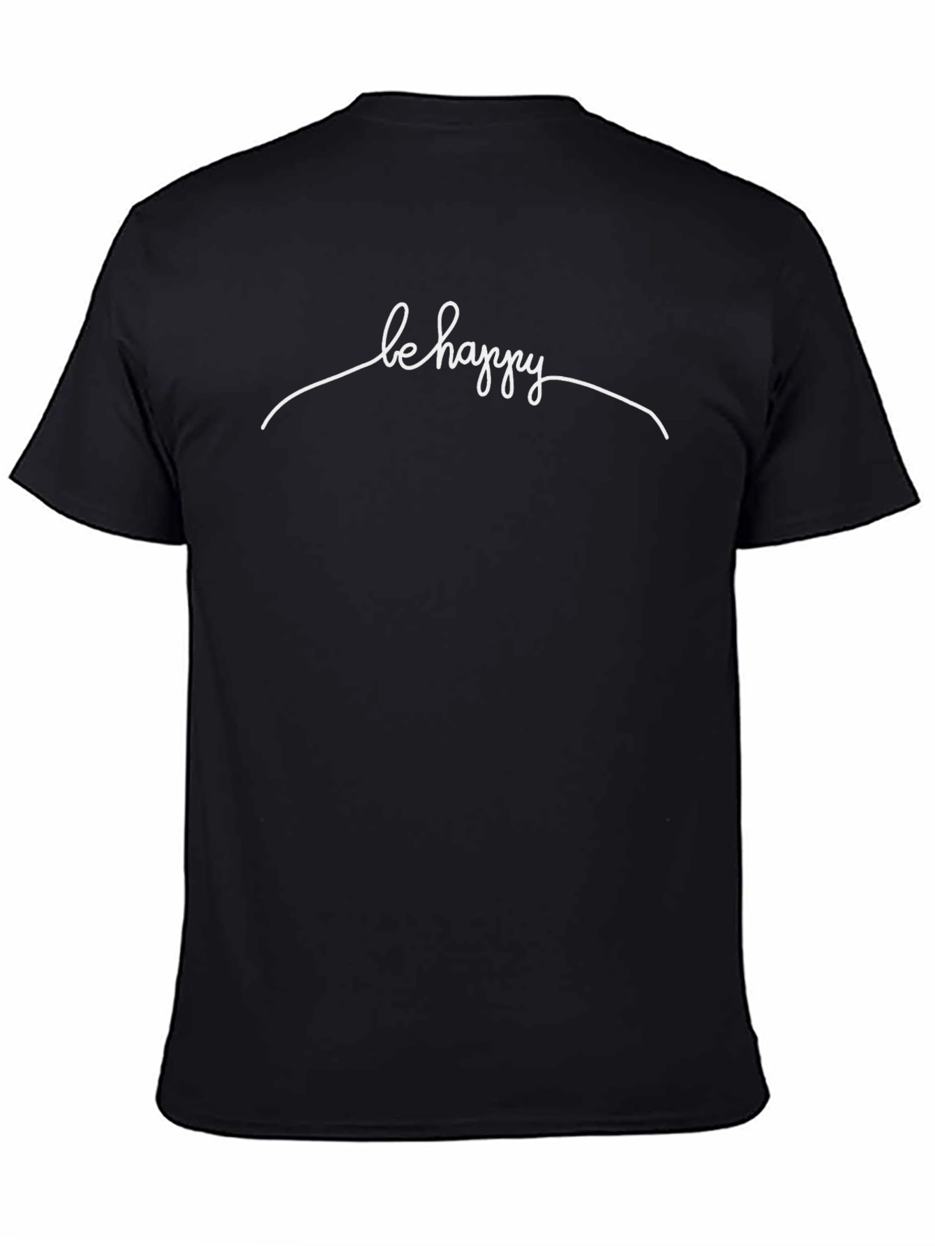 Be Happy Graphic Tee - Black Casual T-Shirt