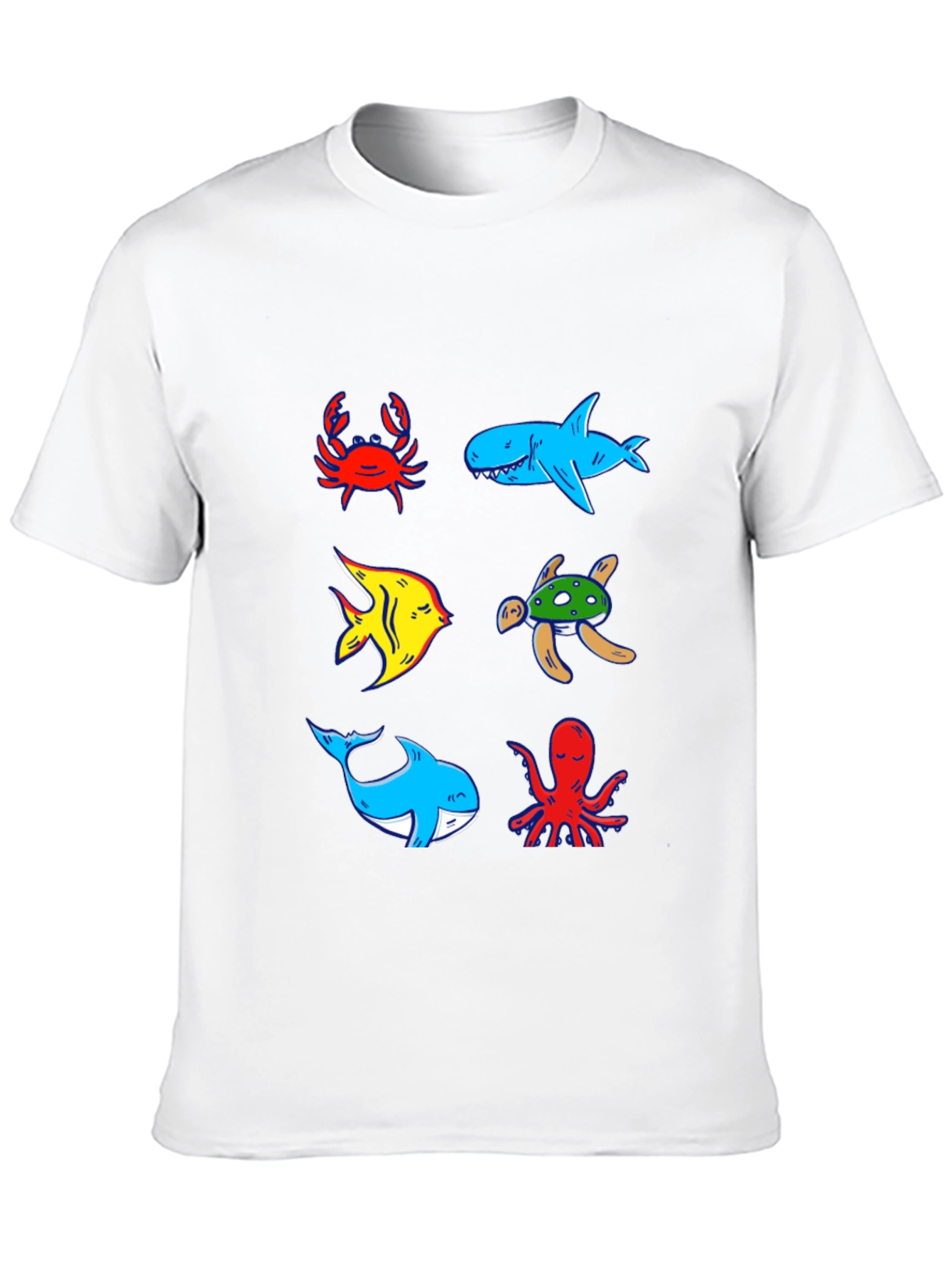 Ocean Animal Graphic Tee - Black Cotton T-Shirt