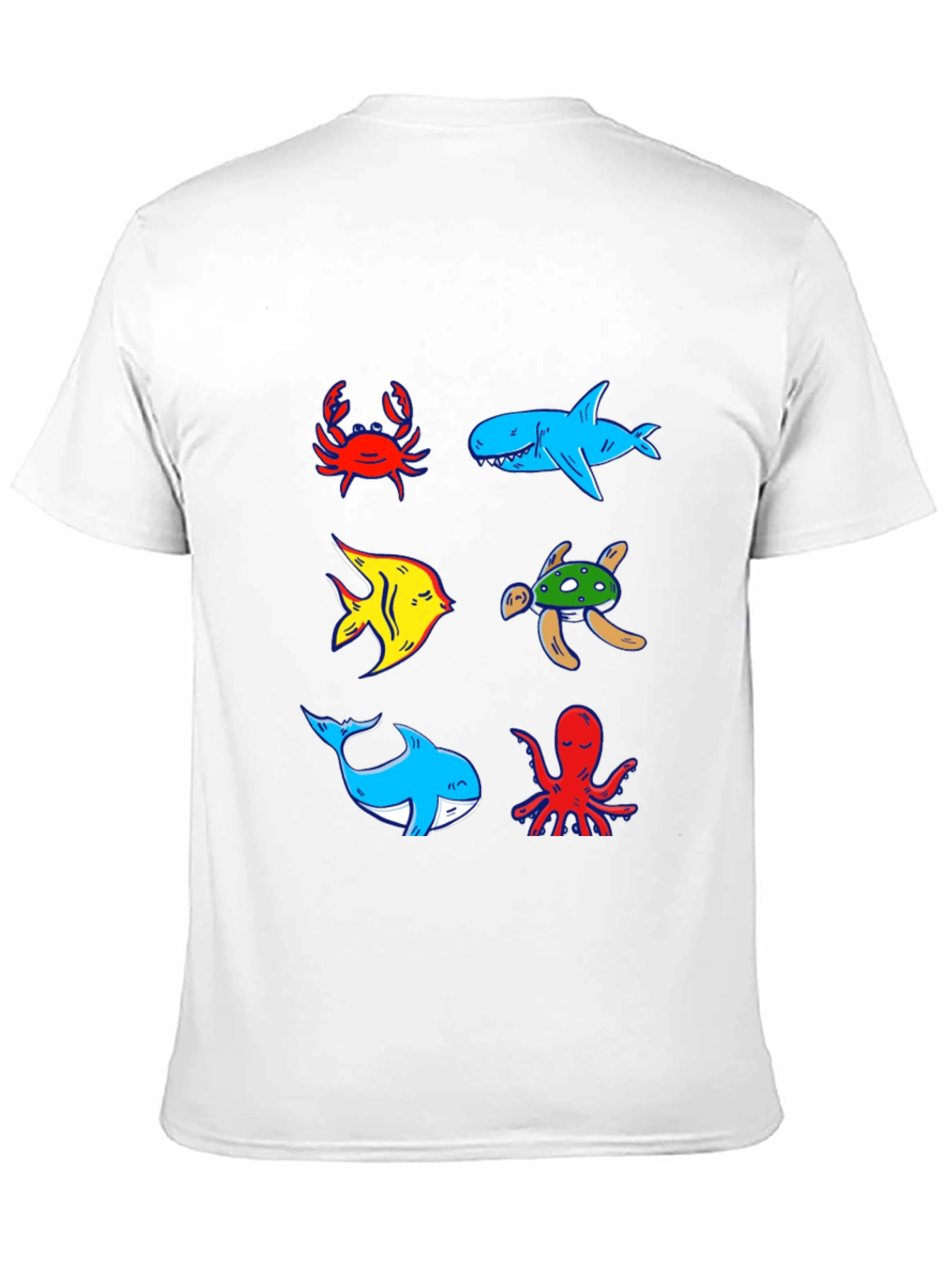 Ocean Animal Graphic Tee - Black Cotton T-Shirt