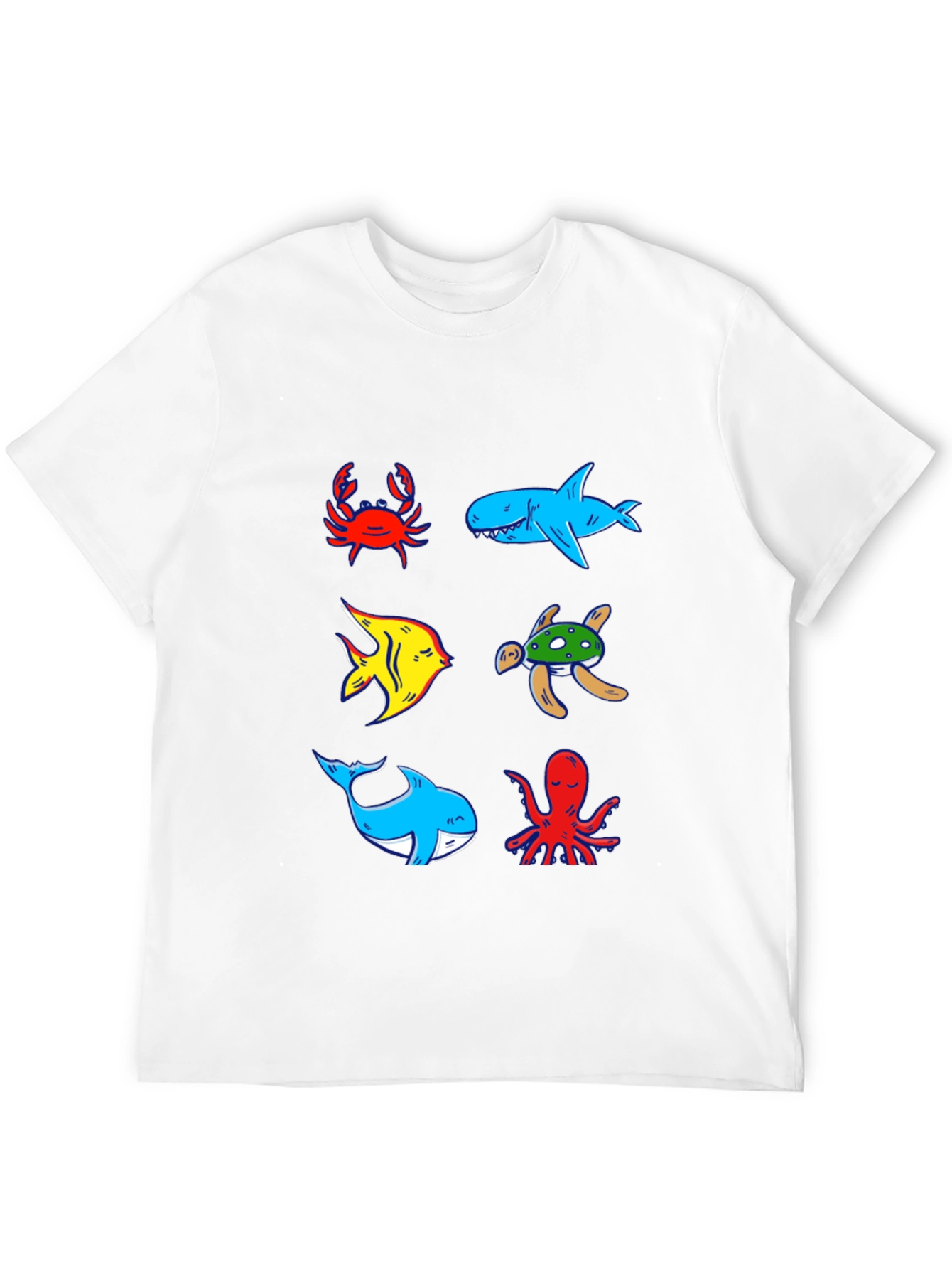 Ocean Animal Graphic Tee - Black Cotton T-Shirt