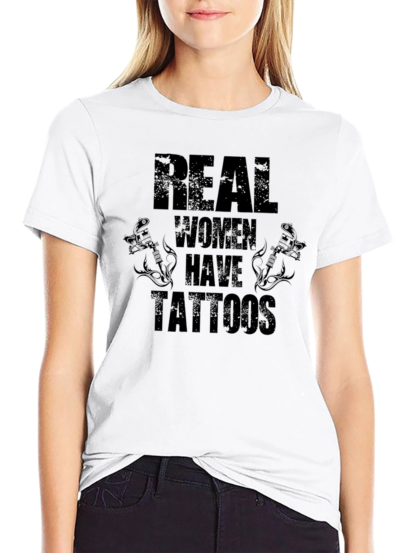 Real Women Have Tattoos Graphic Tee - Black