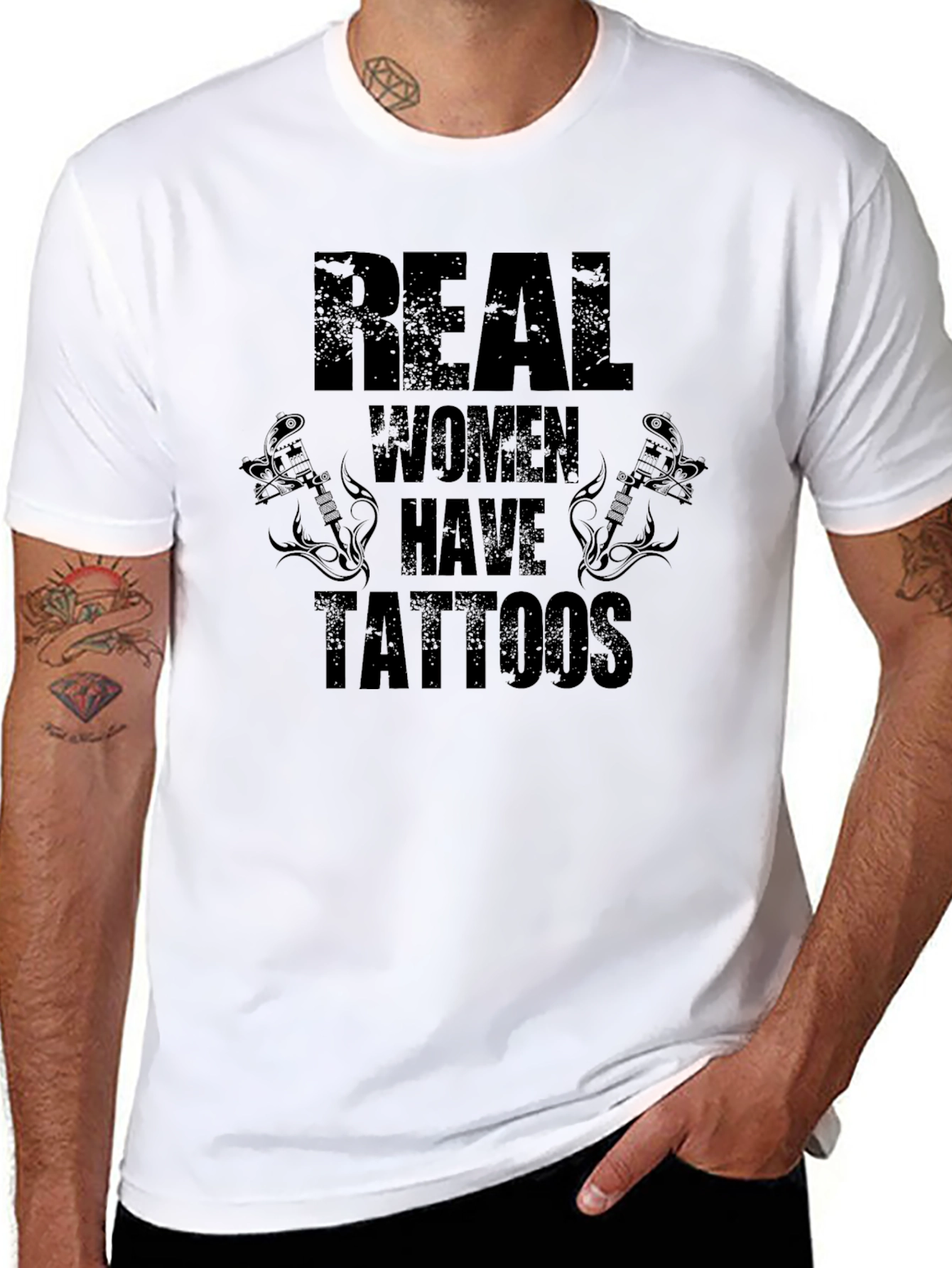 Real Women Have Tattoos Graphic Tee - Black