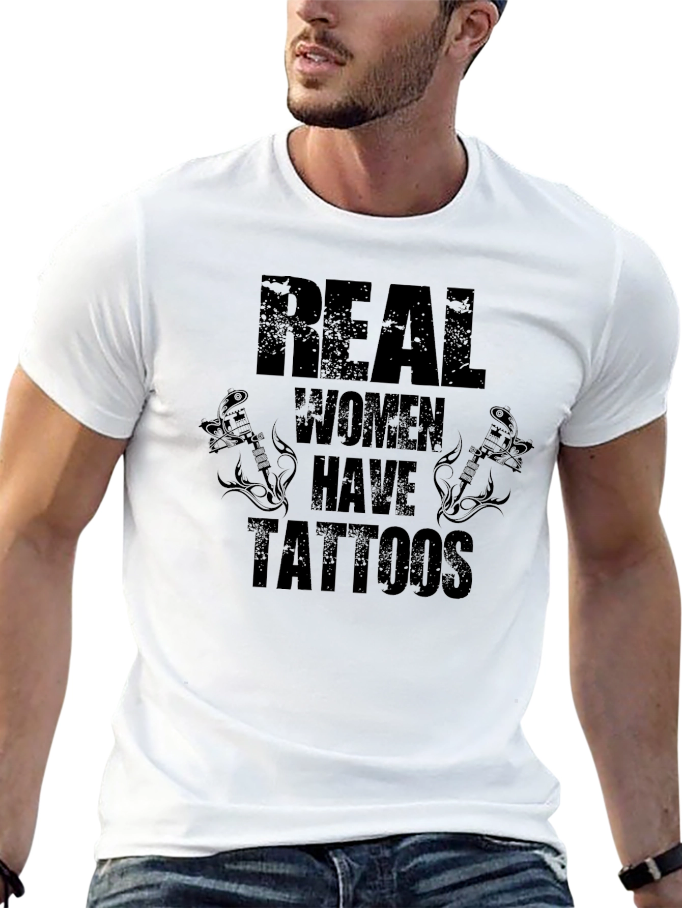 Real Women Have Tattoos Graphic Tee - Black