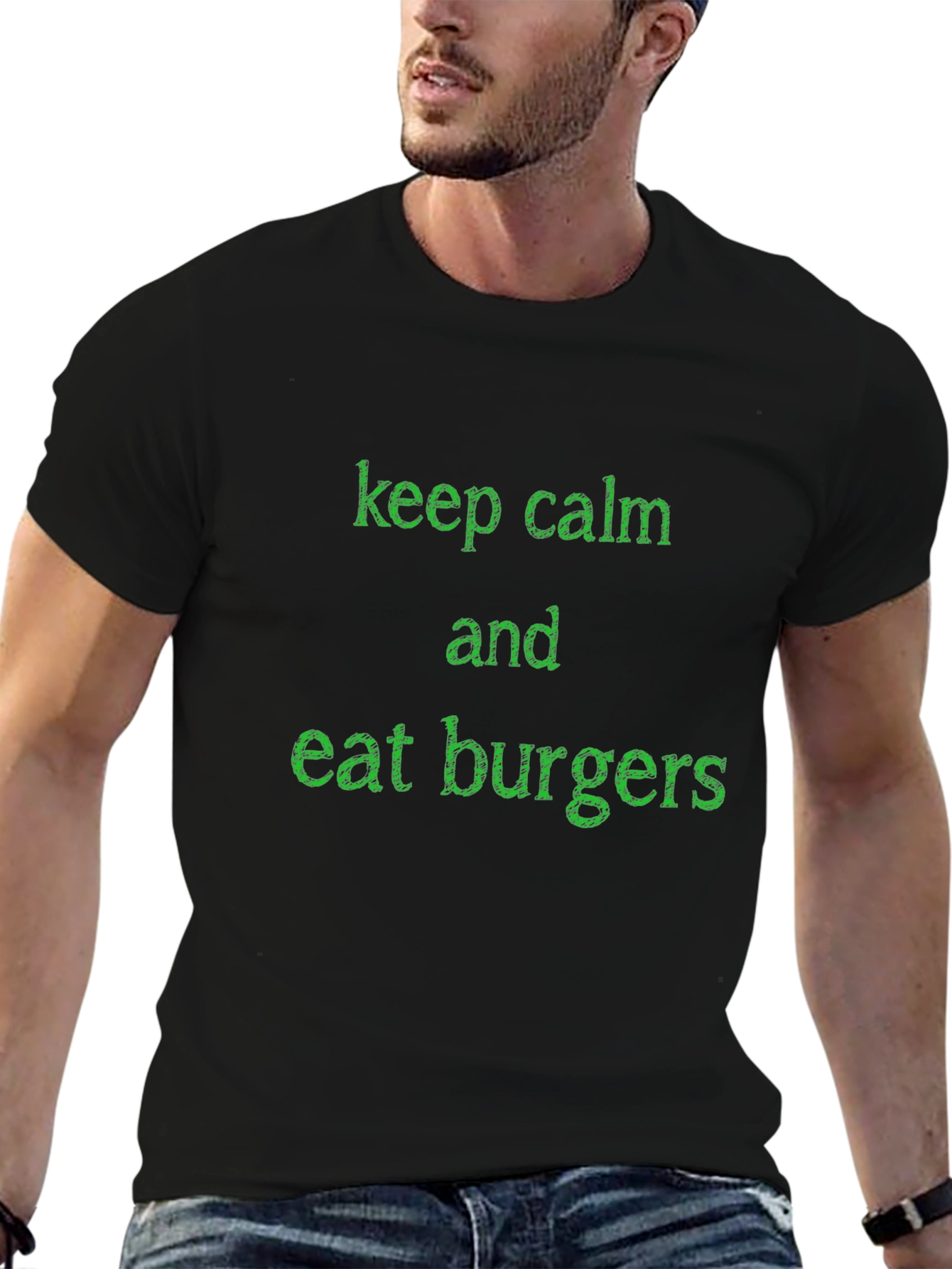 Keep Calm and Eat Burgers Graphic Tee - Black