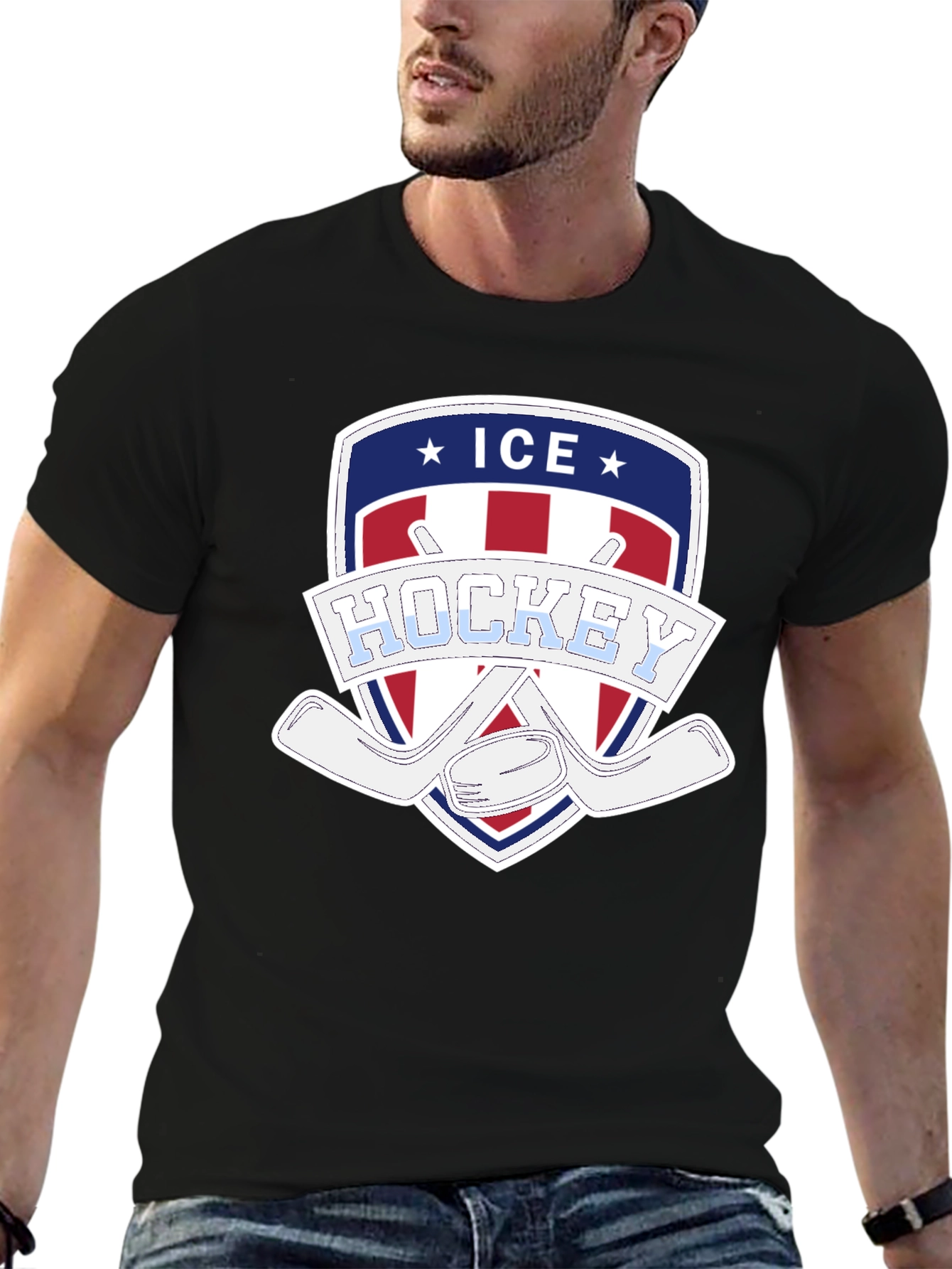 Ice Hockey Patriotic Graphic Tee