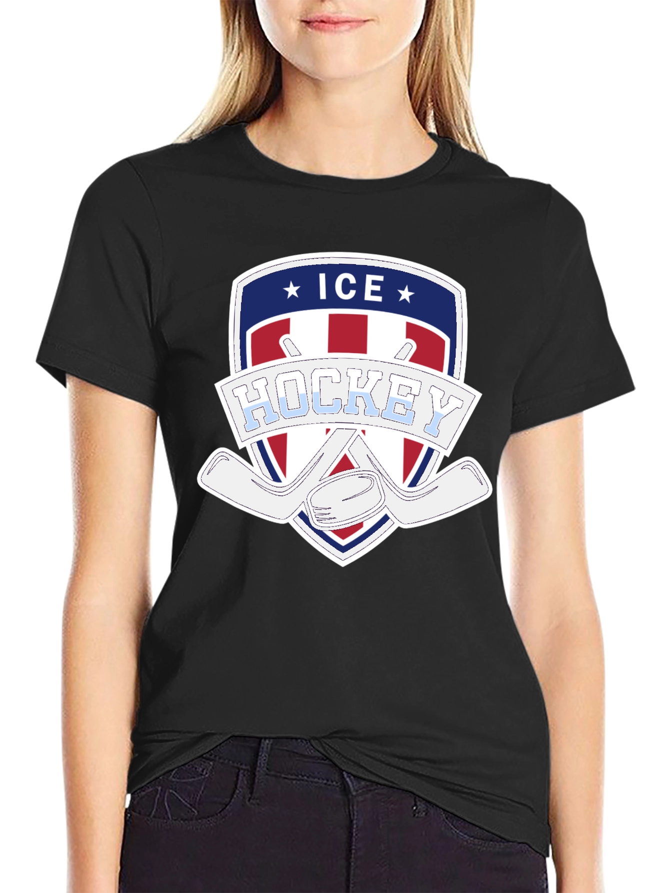 Ice Hockey Patriotic Graphic Tee