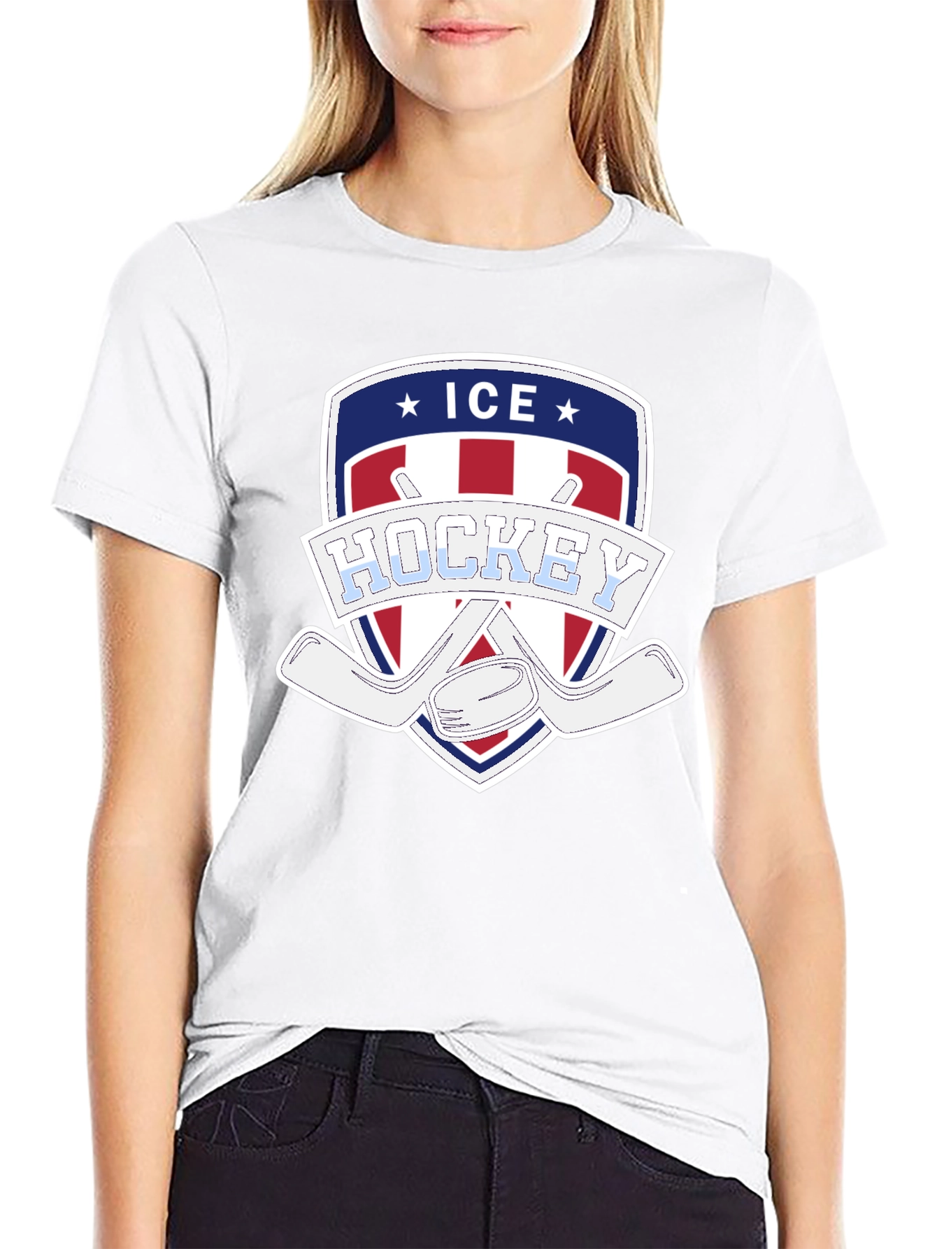 Ice Hockey Patriotic Graphic Tee